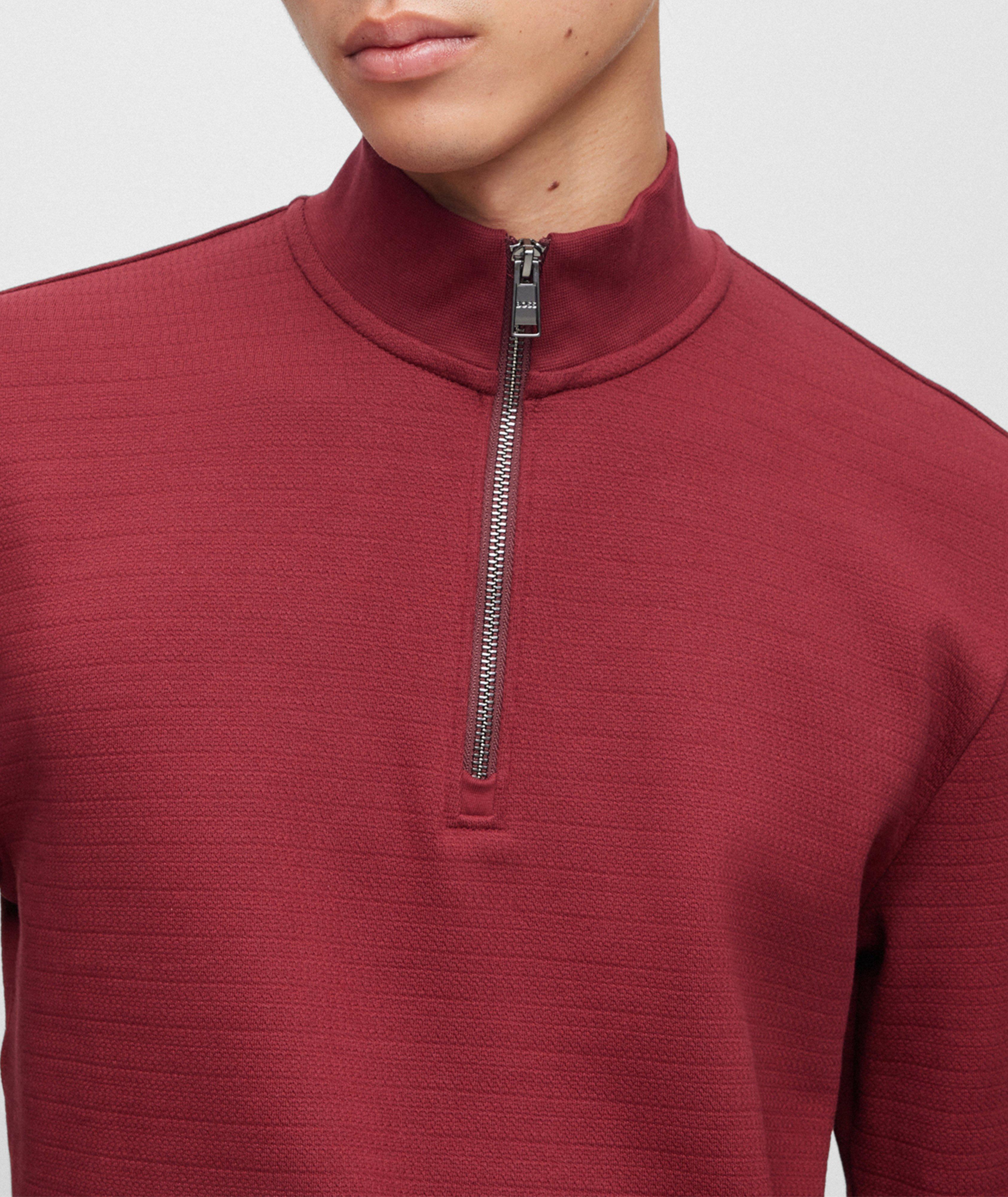 Mercerized Cotton Jacquard Quarter-Zip Sweater image 3