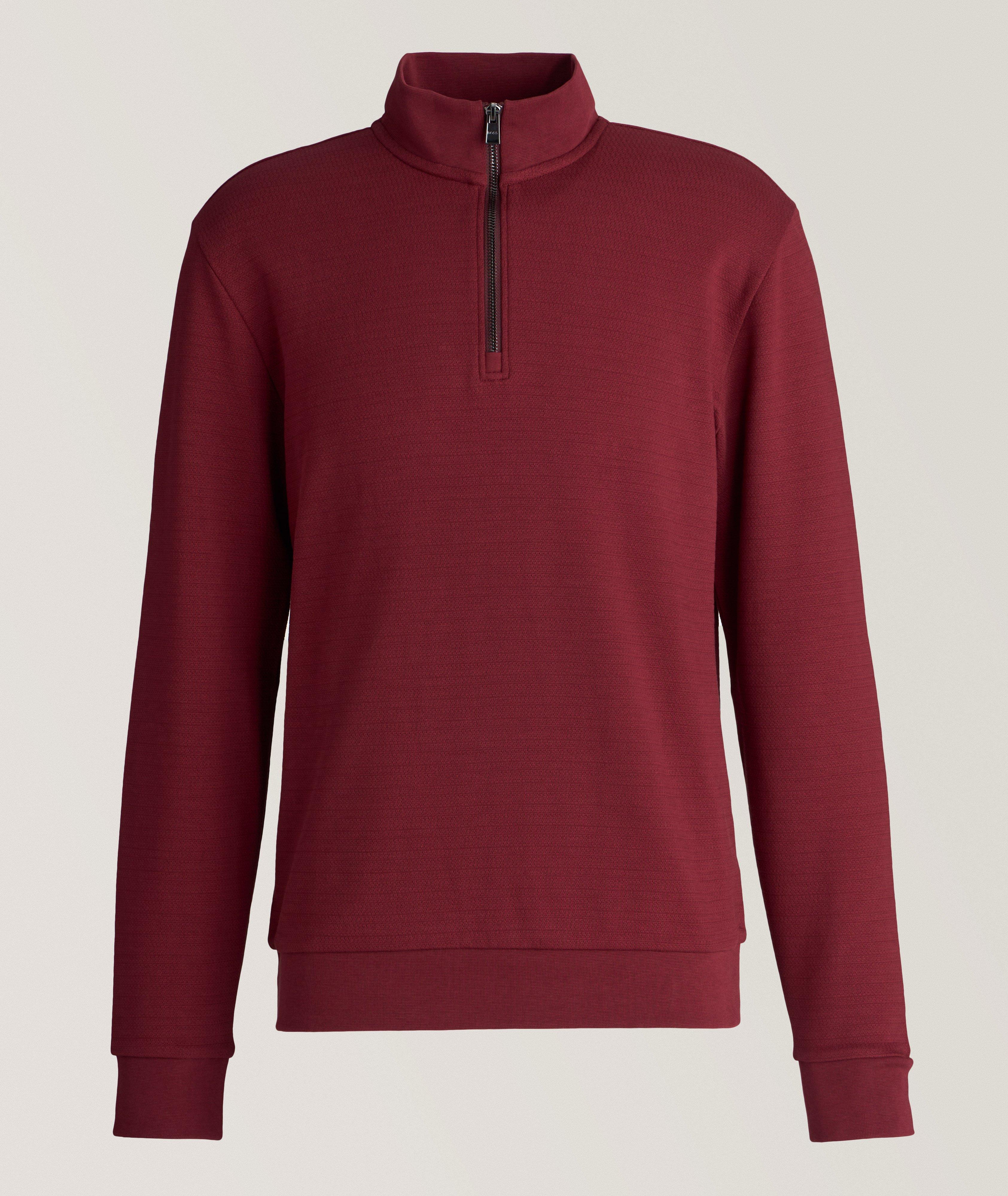 Mercerized Cotton Jacquard Quarter-Zip Sweater image 0