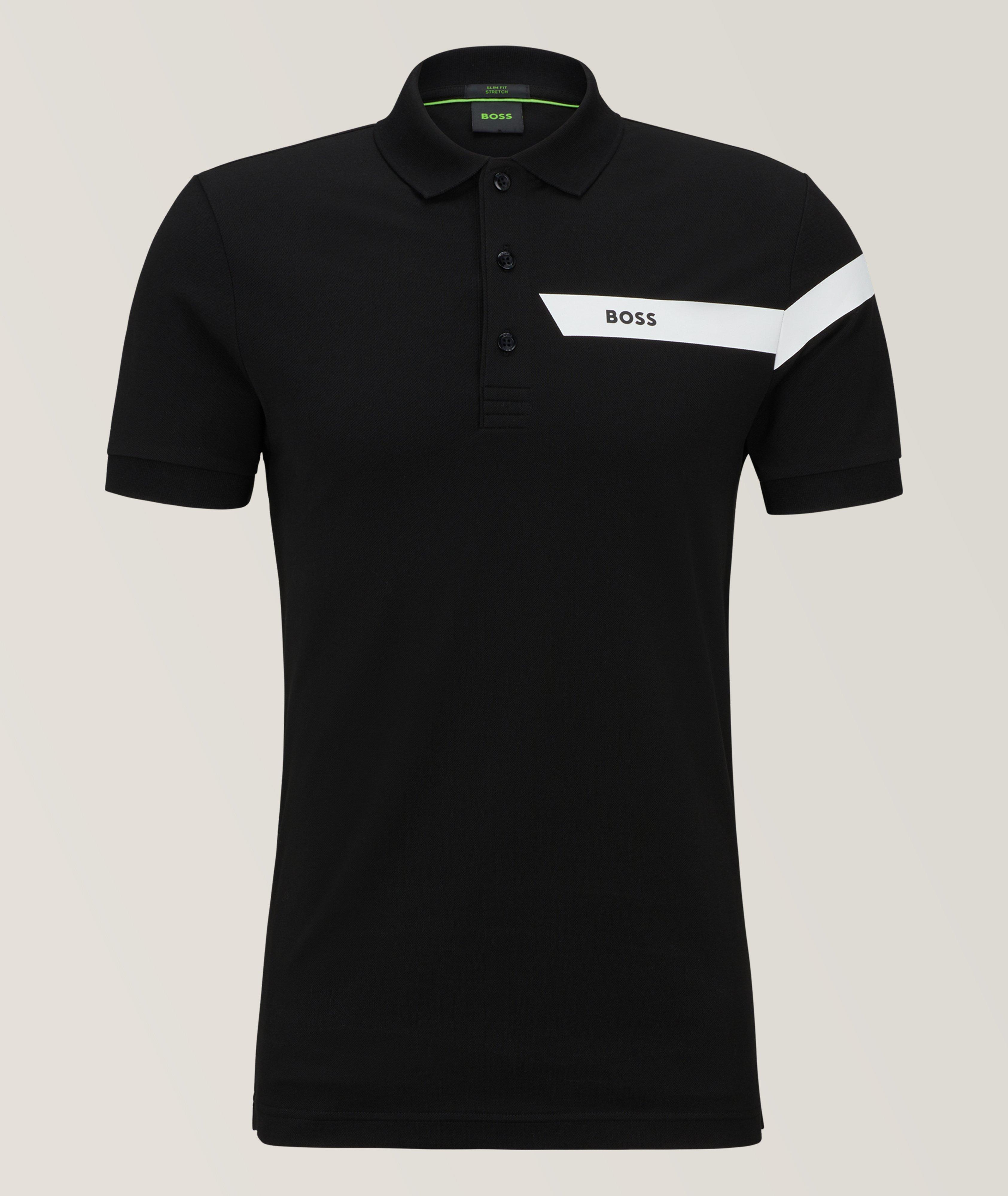 Slim-Fit Striped Logo Cotton-Blend Polo image 0