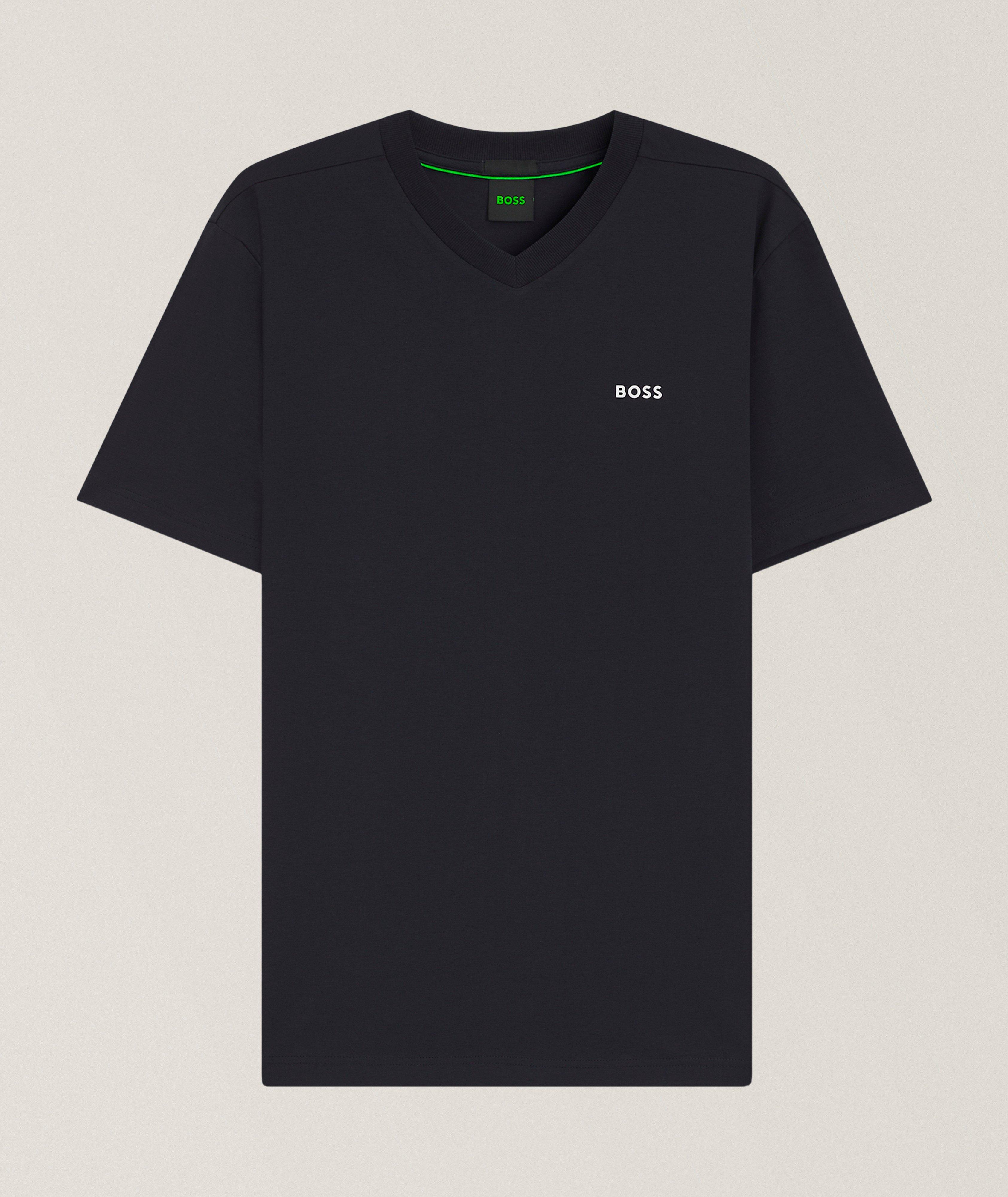BOSS Logo Stretch-Cotton V-Neck T-Shirt 