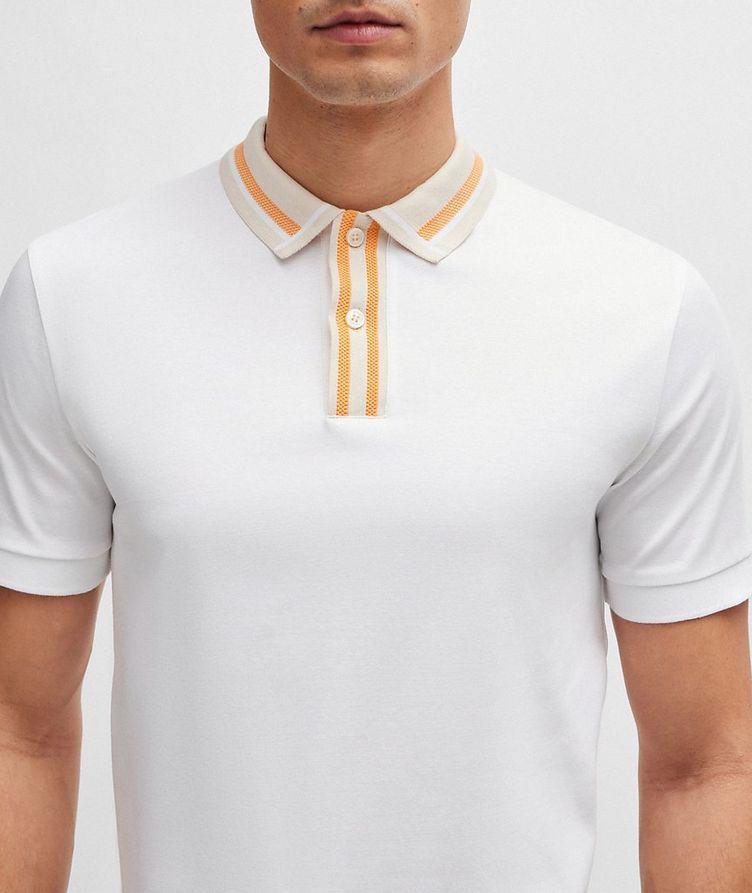 Responsible Contrast Striped Mercerised Cotton Polo image 3