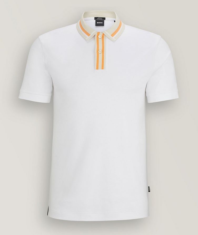 Responsible Contrast Striped Mercerised Cotton Polo image 0