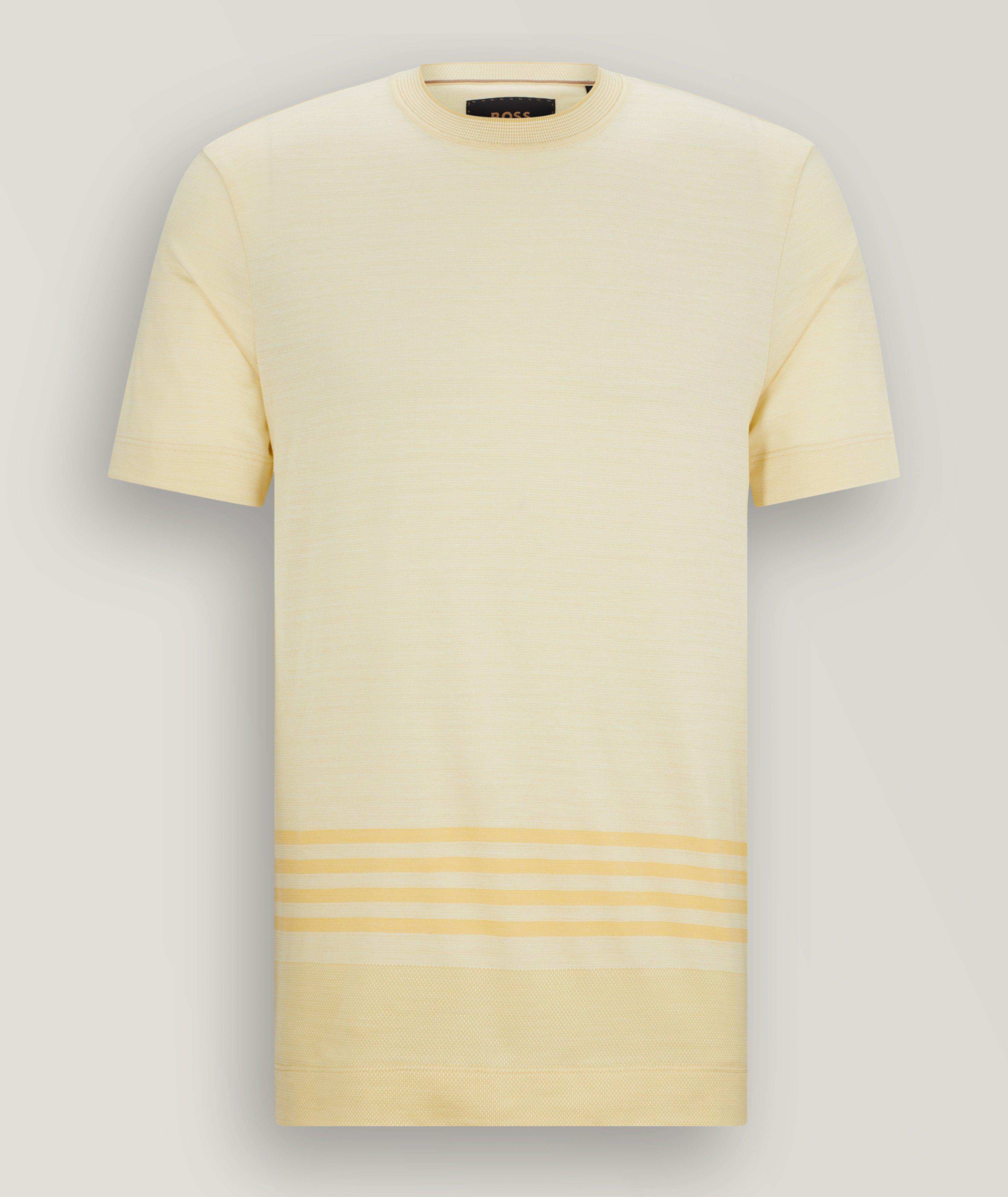 Two-Toned Striped Cotton-Silk T-Shirt image 0
