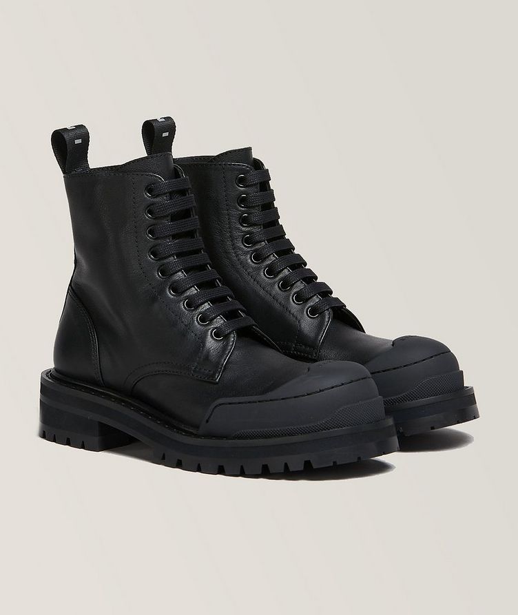Chunky Toed Calf Leather Lace-up Combat Boots image 1