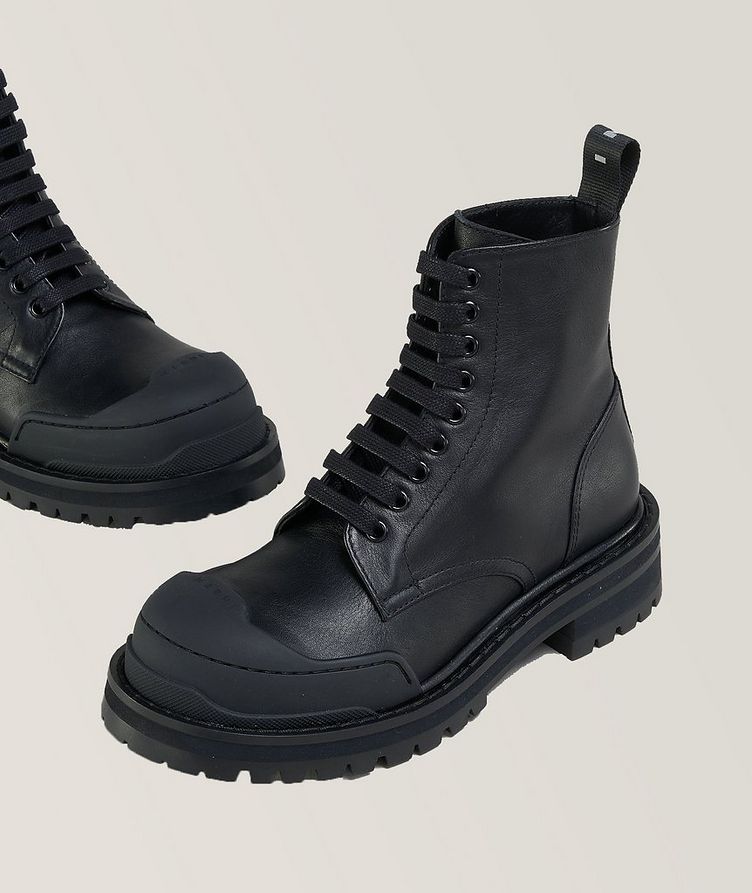 Chunky Toed Calf Leather Lace-up Combat Boots image 3