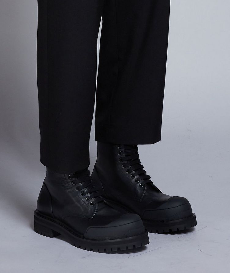 Chunky Toed Calf Leather Lace-up Combat Boots image 4