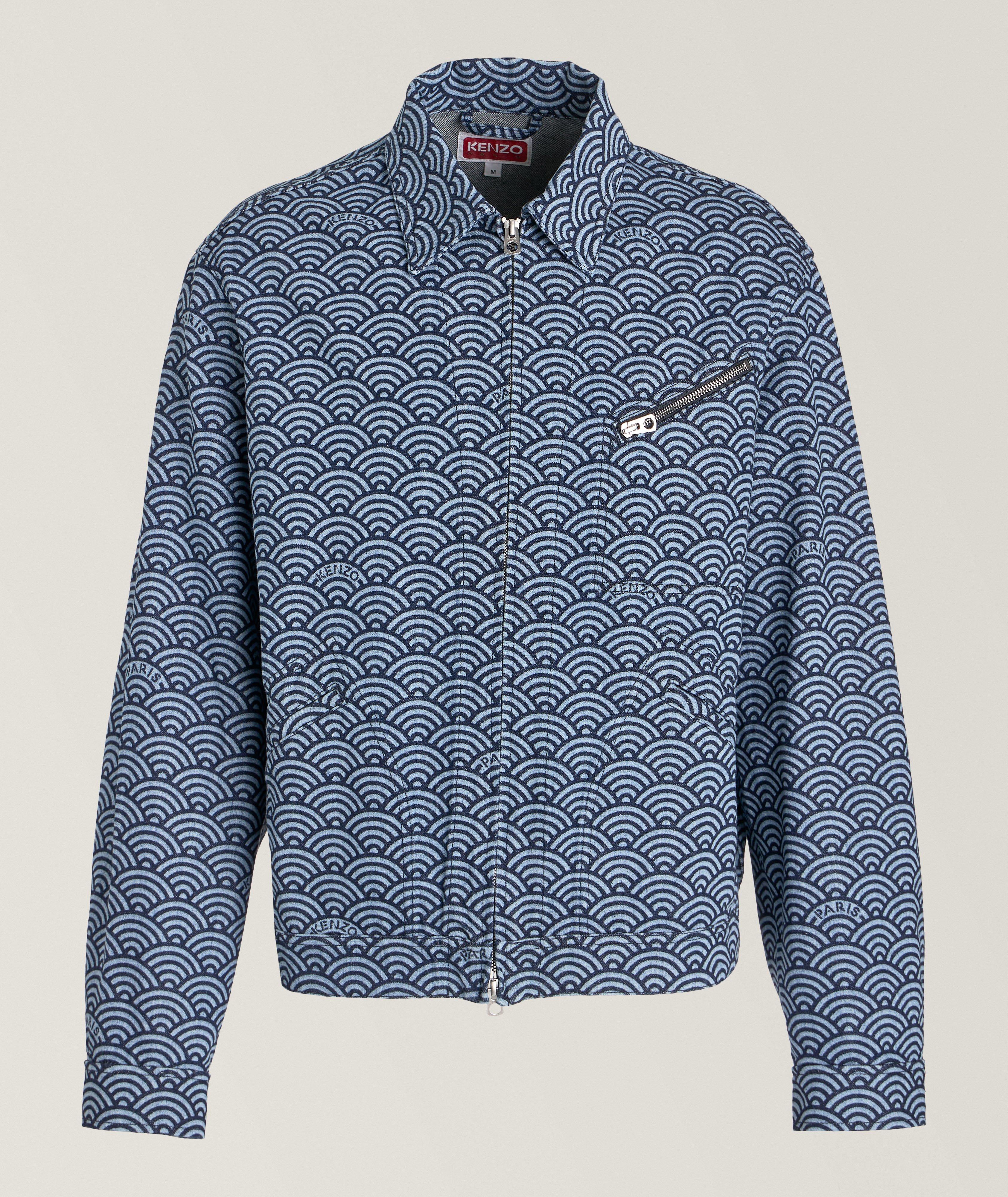 Blouson en denim à motif japonais Seigaiha image 0