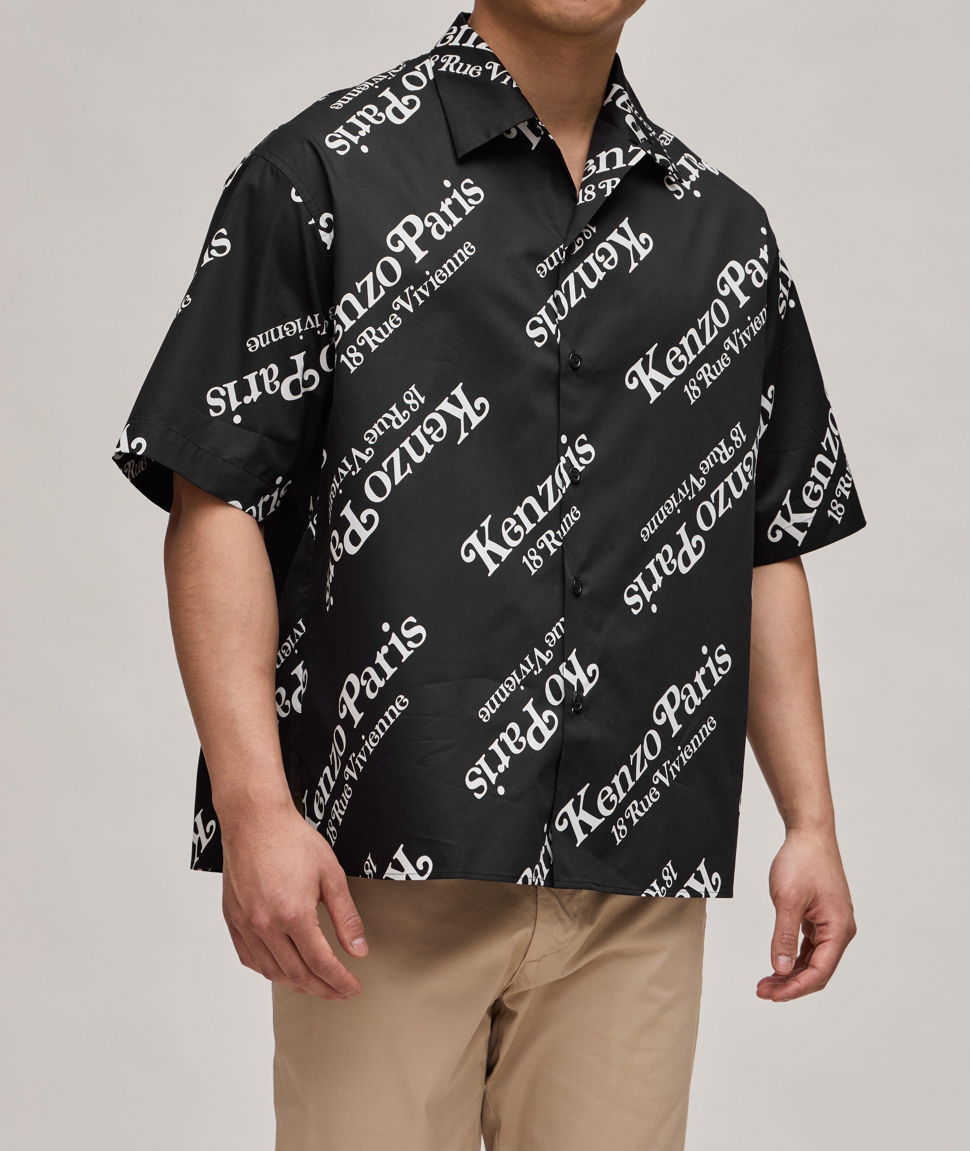 Camp-Collar Logo-Print Cotton-Poplin Shirt