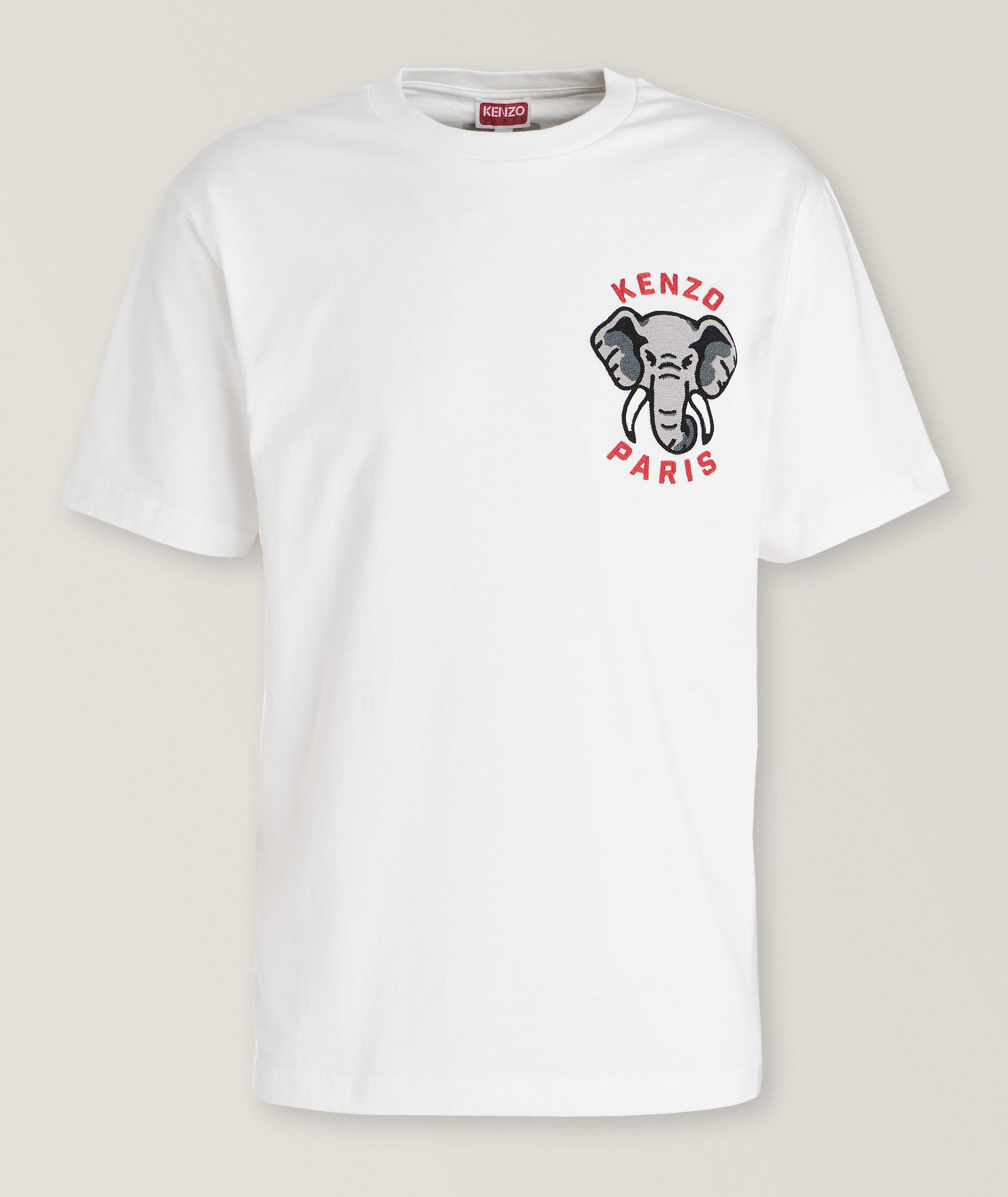 Elephant Embroidery Cotton T-Shirt image 0