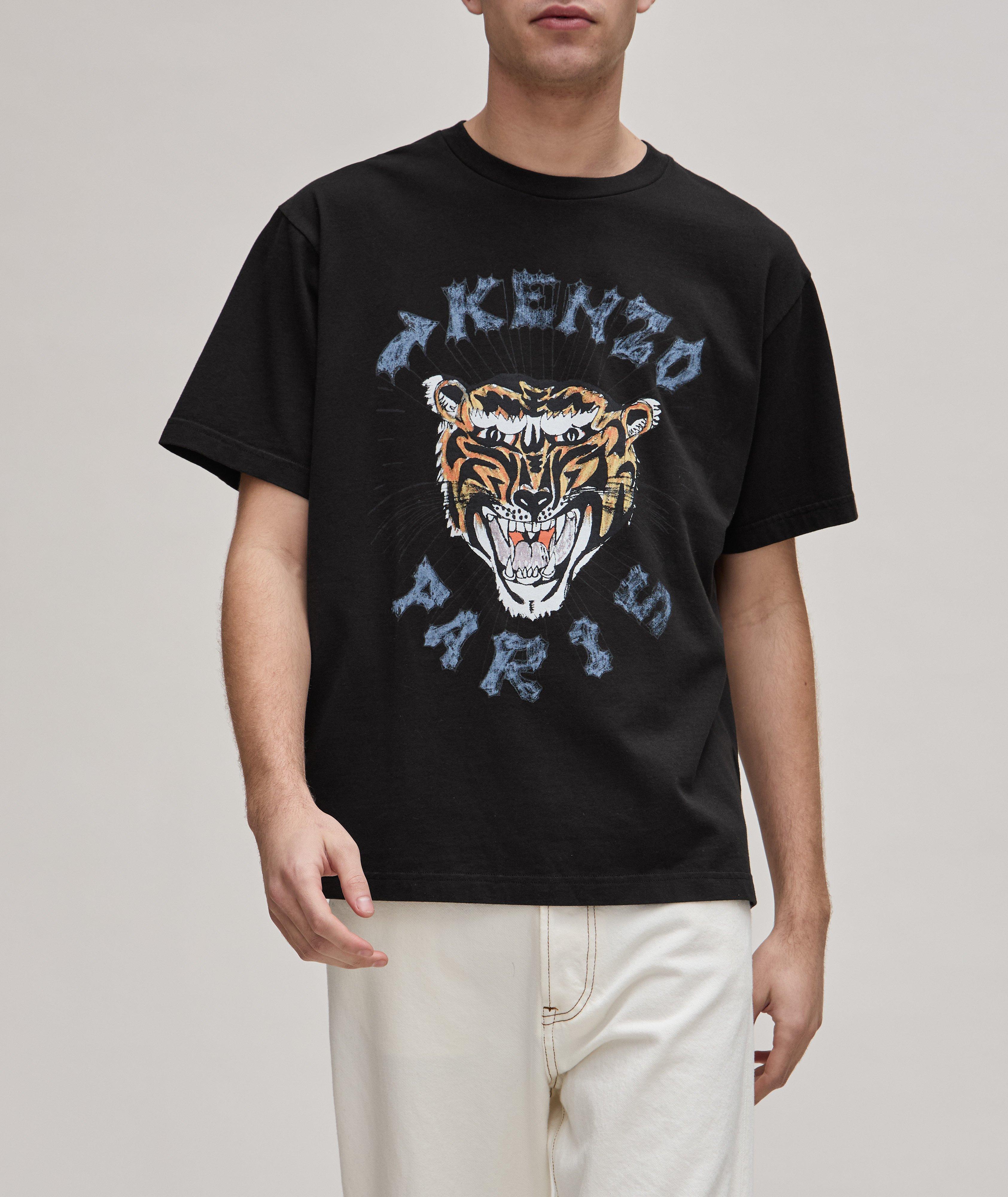 T-shirt en coton avec dessin de tigre image 1