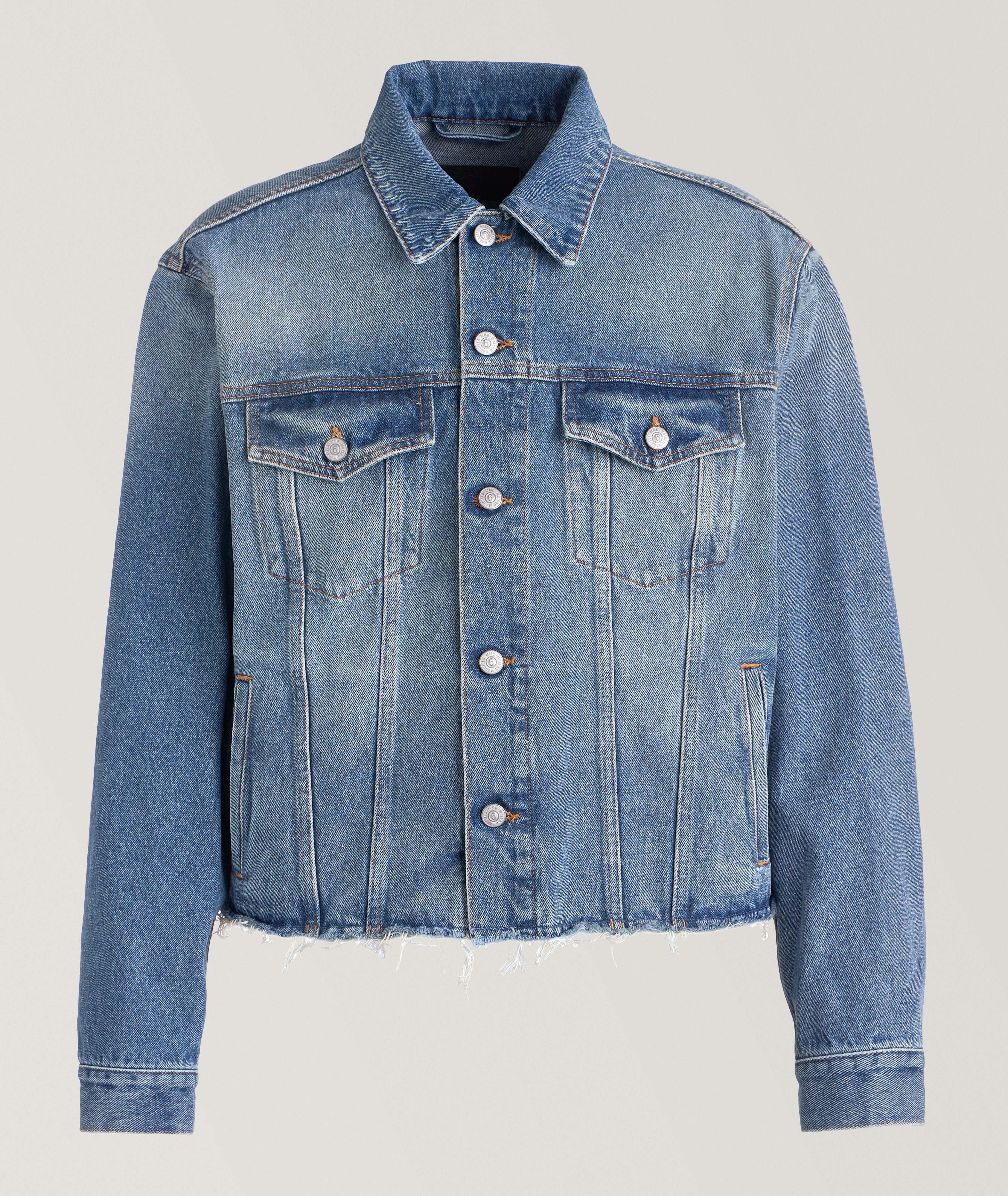Frayed Faded Cotton Denim Jacket