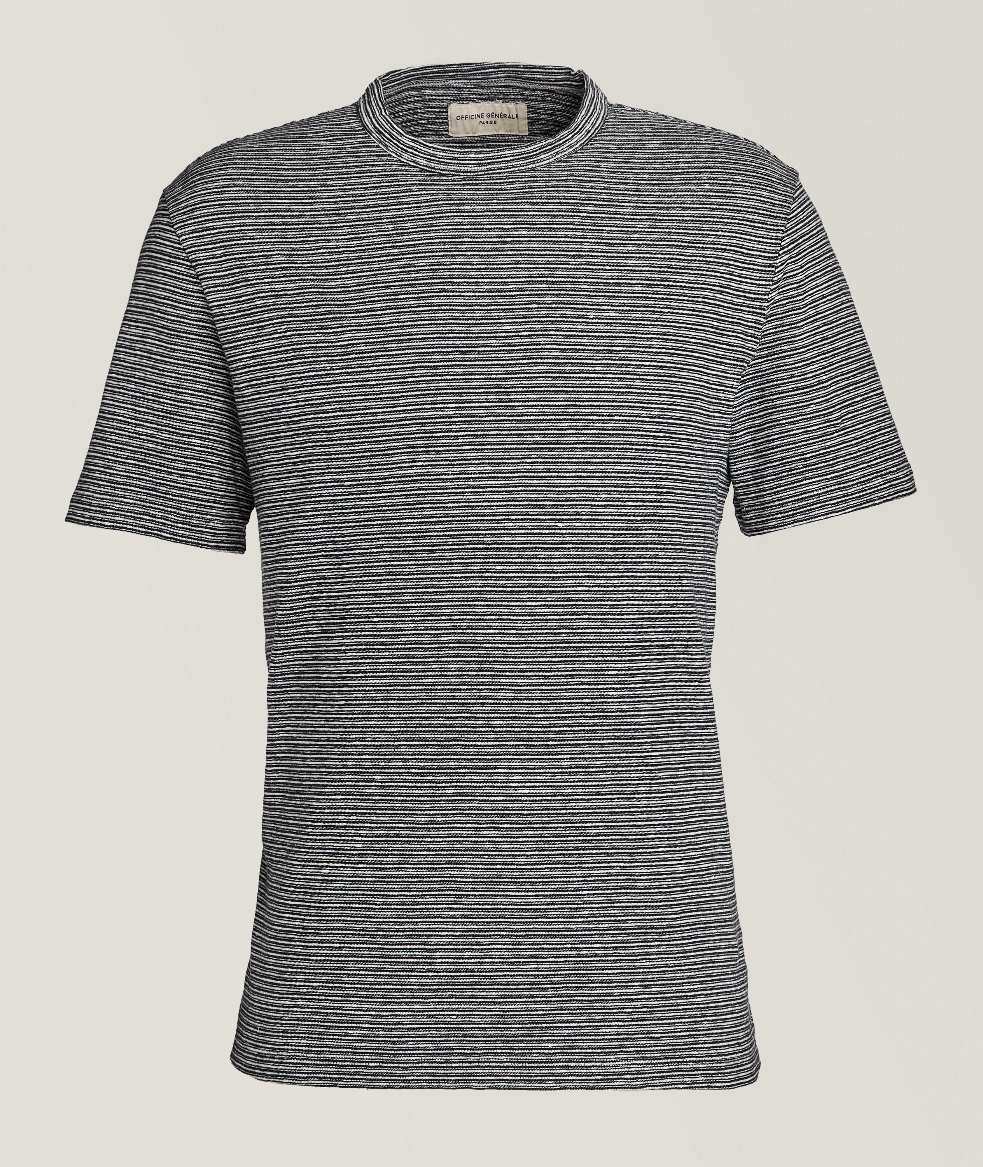 T-shirt en coton et en lin à rayures image 0