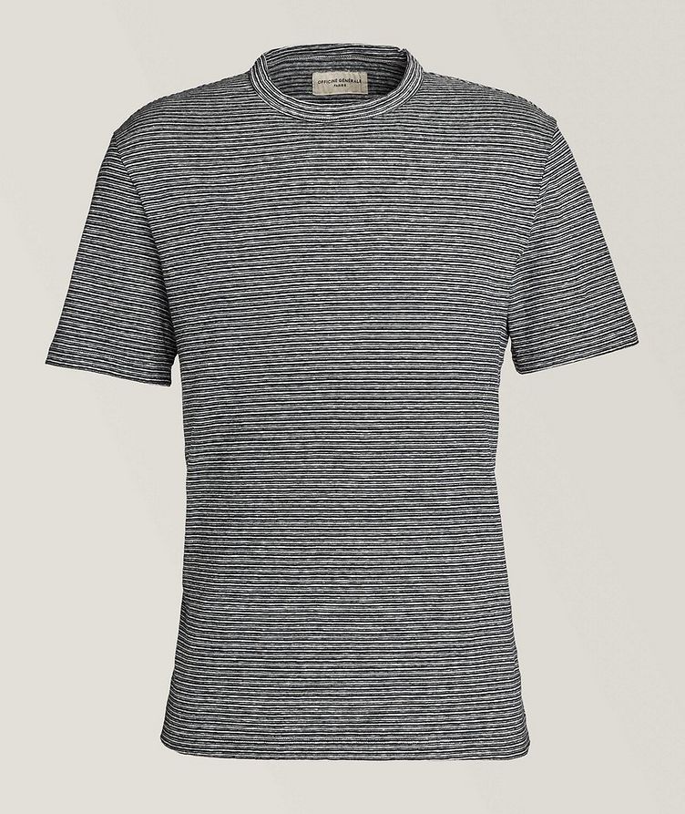 Thin Vertical Striped Cotton-Linen T-Shirt  image 0