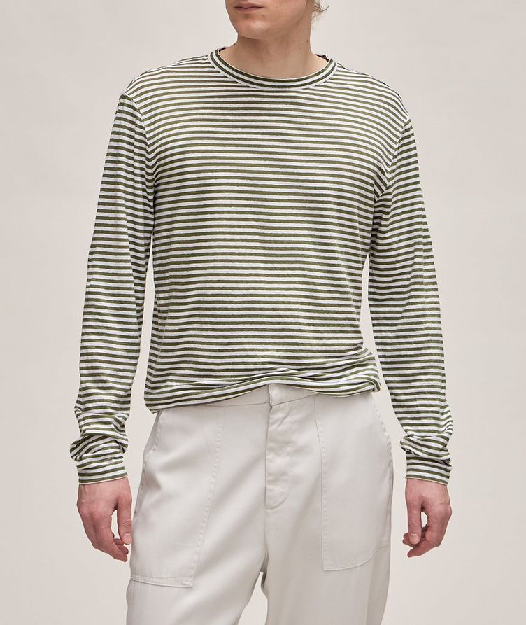 Striped Stretch-Linen T-Shirt image 1