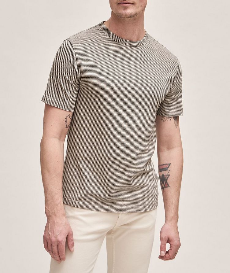 Thin Vertical Striped Cotton-Linen T-Shirt  image 1