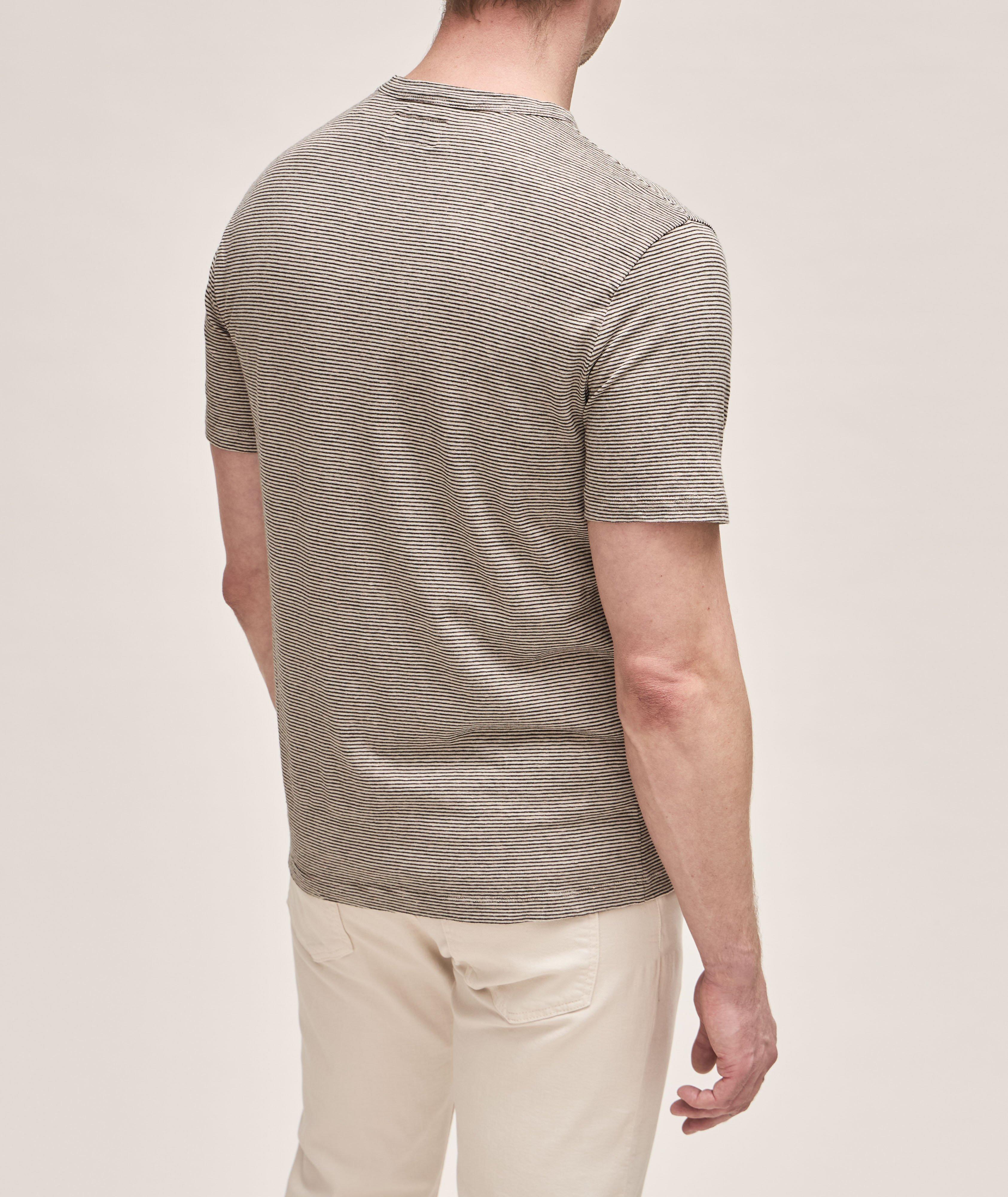 Thin Vertical Striped Cotton-Linen T-Shirt  image 2