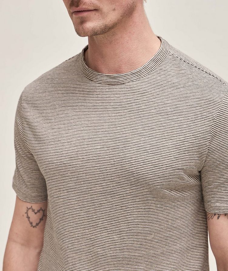 Thin Vertical Striped Cotton-Linen T-Shirt  image 3