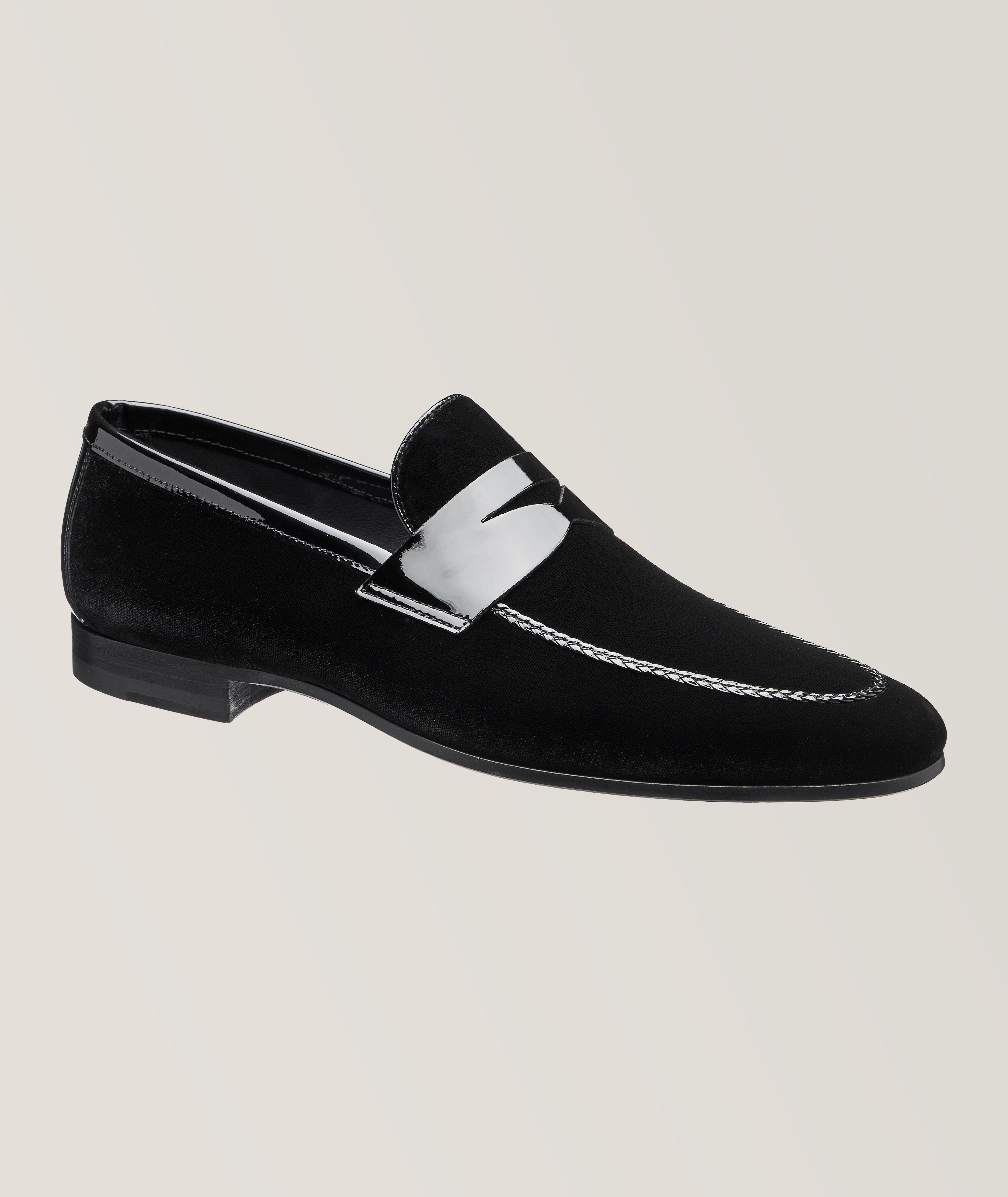 Magnanni Jacin Velvet Patent Loafers Dress Shoes Harry Rosen