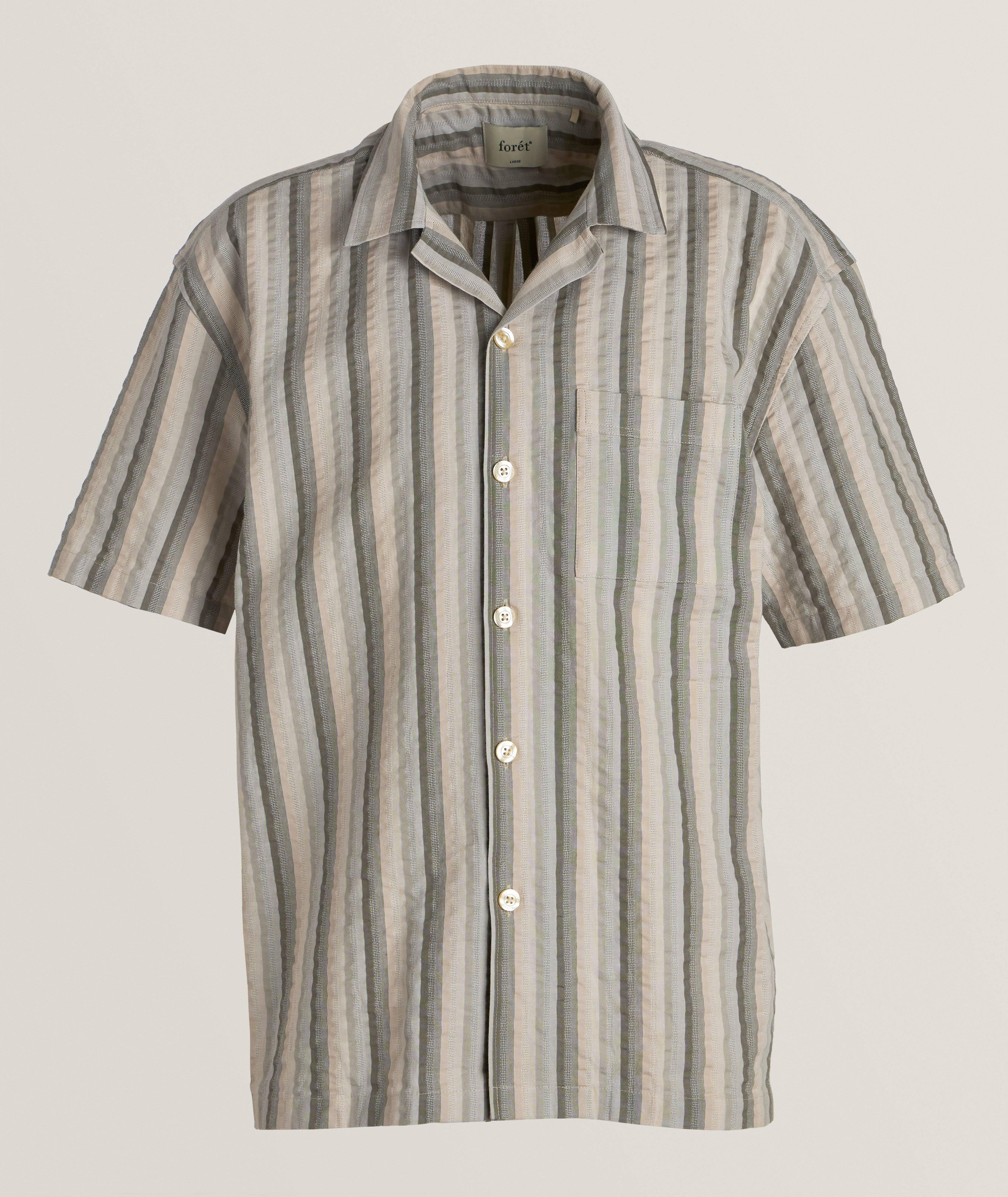 Foret Striped Seersucker Camp Shirt