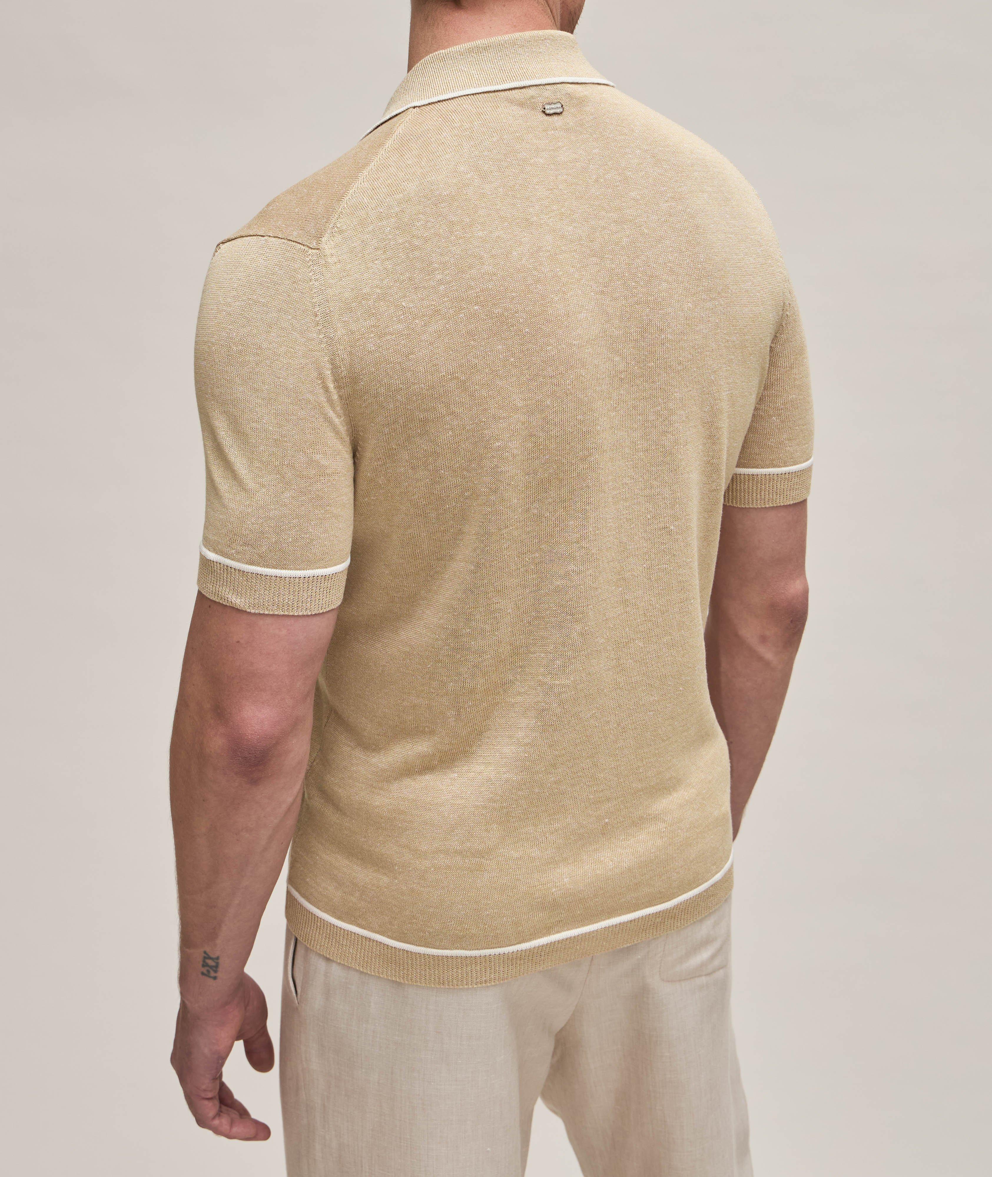Tipped Silk-Linen Knitted Polo  image 2