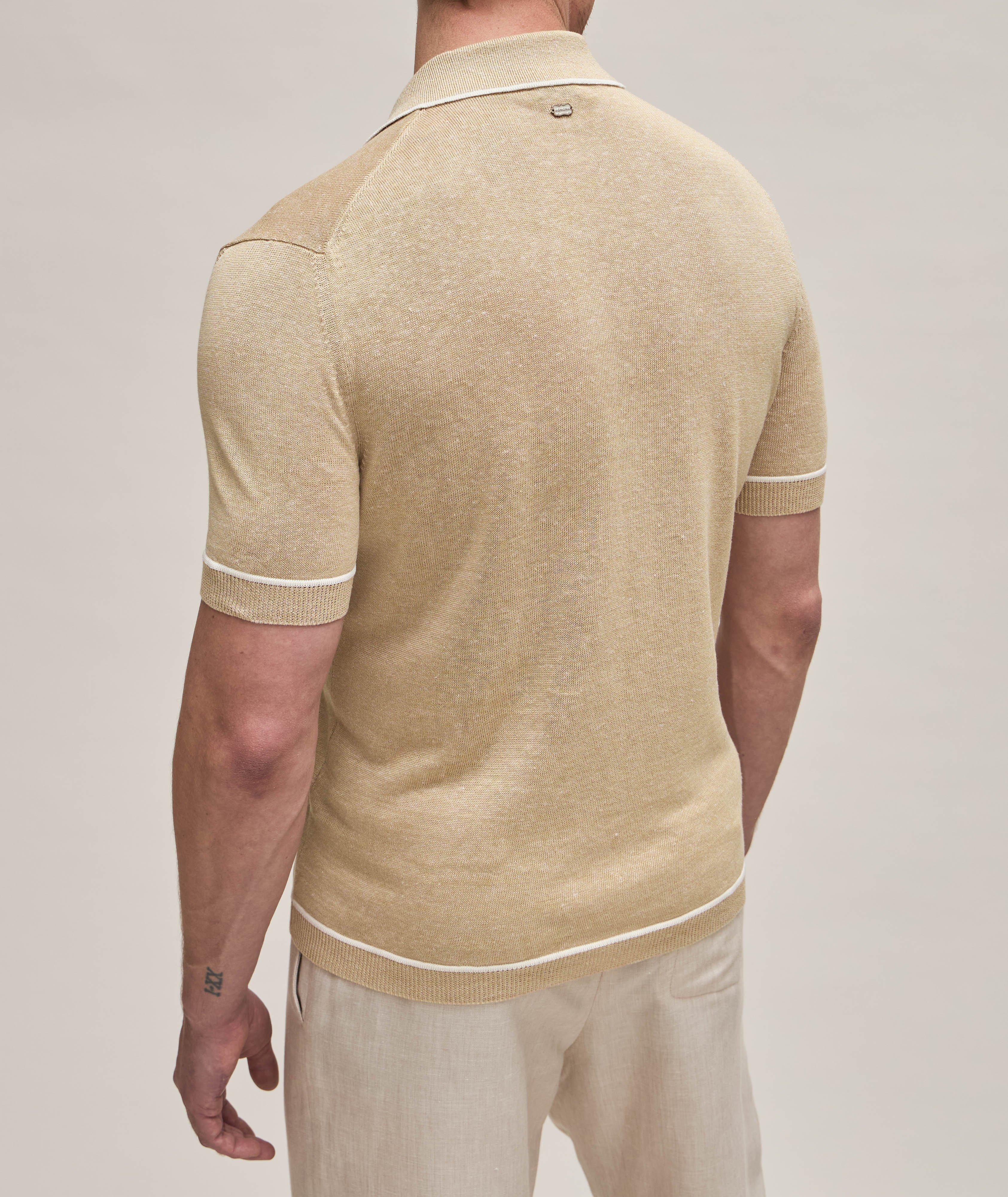 Tipped Silk-Linen Knitted Polo  image 2