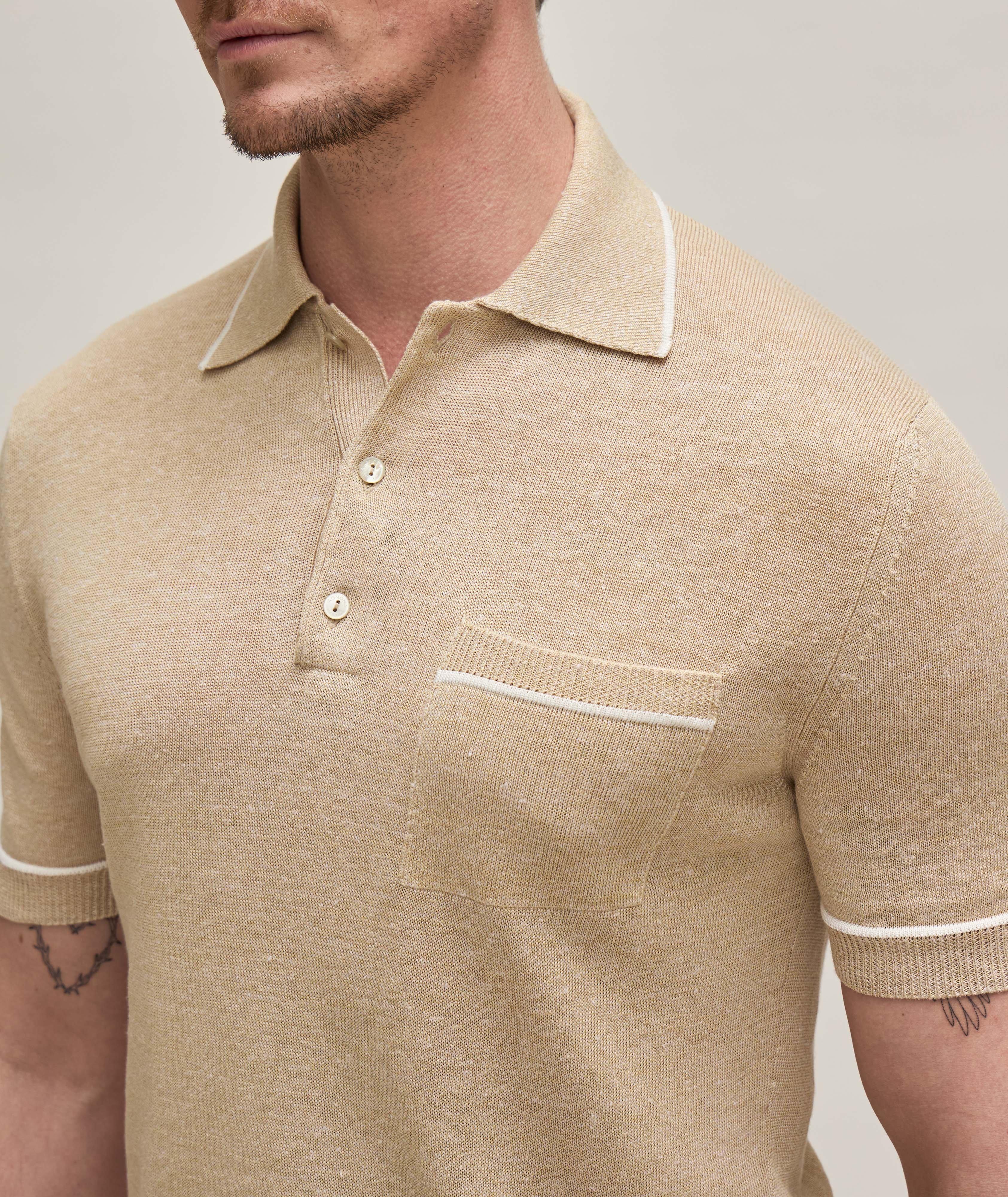 Tipped Silk-Linen Knitted Polo  image 3