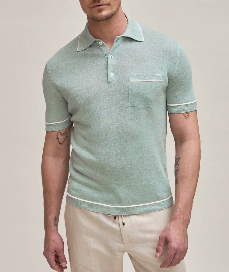 Tipped Silk-Linen Knitted Polo  image 1