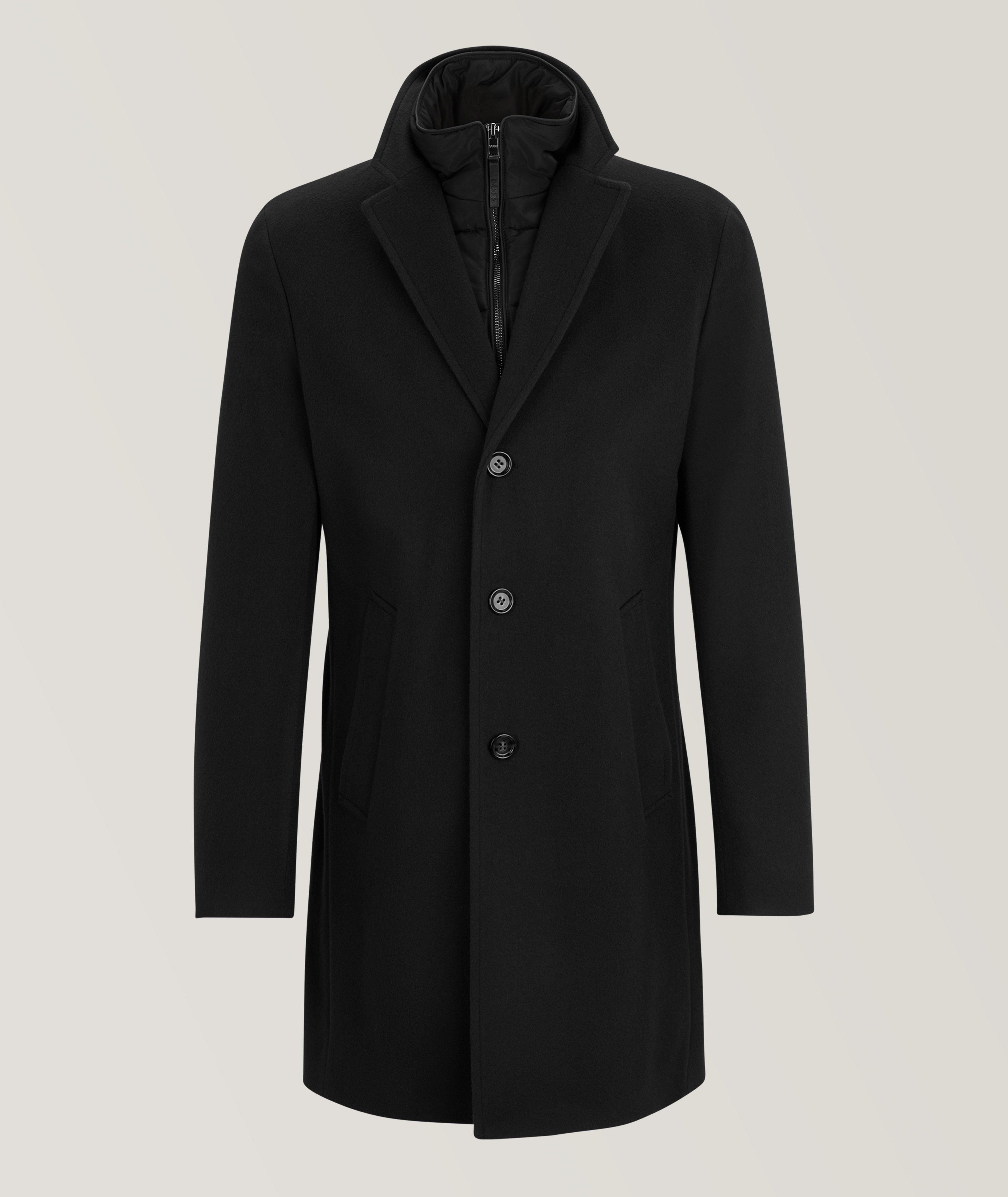 Slim Fit Bib Insert Virgin Wool-Blend Coat image 0