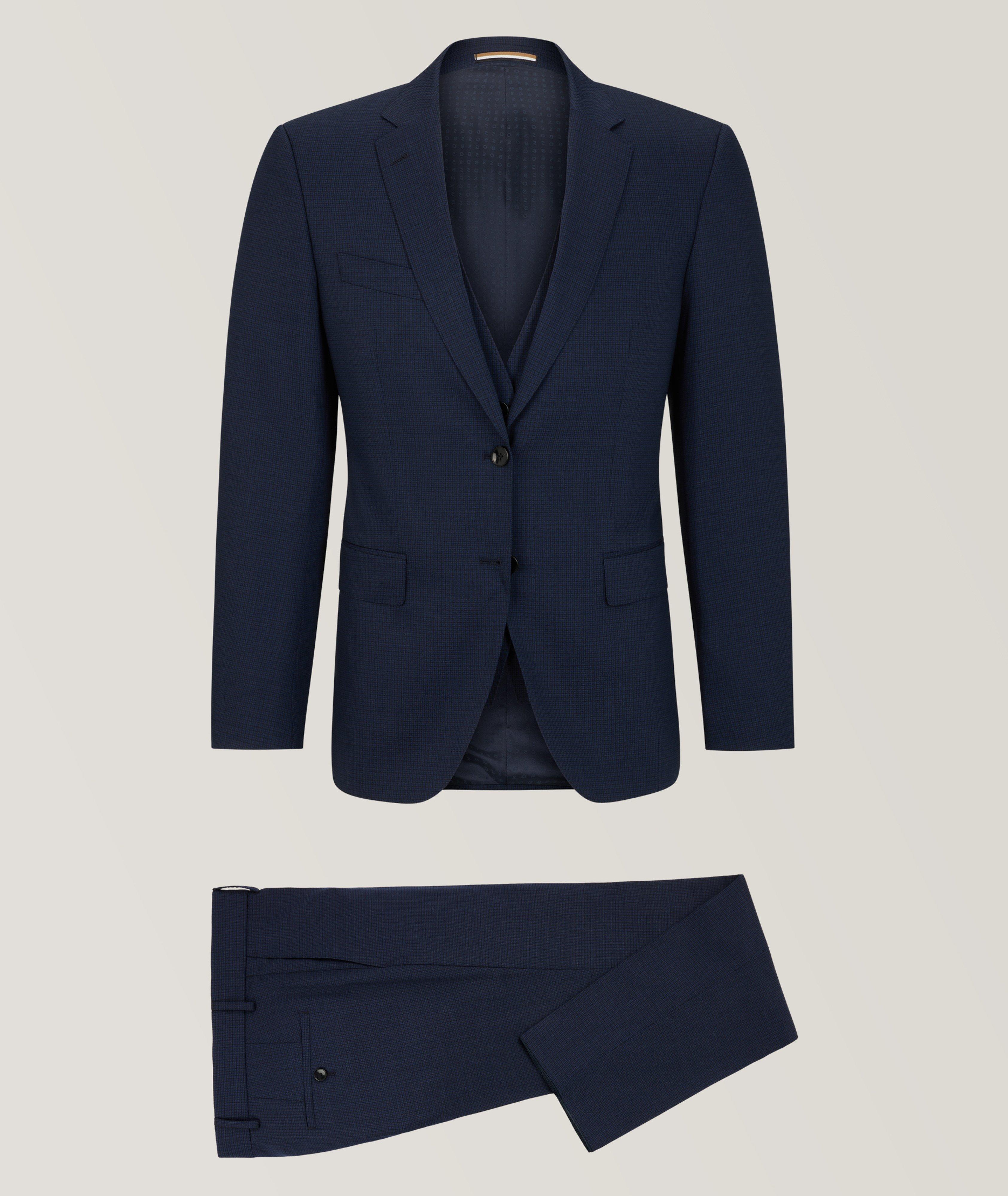 BOSS single-breasted virgin wool suit - Blue