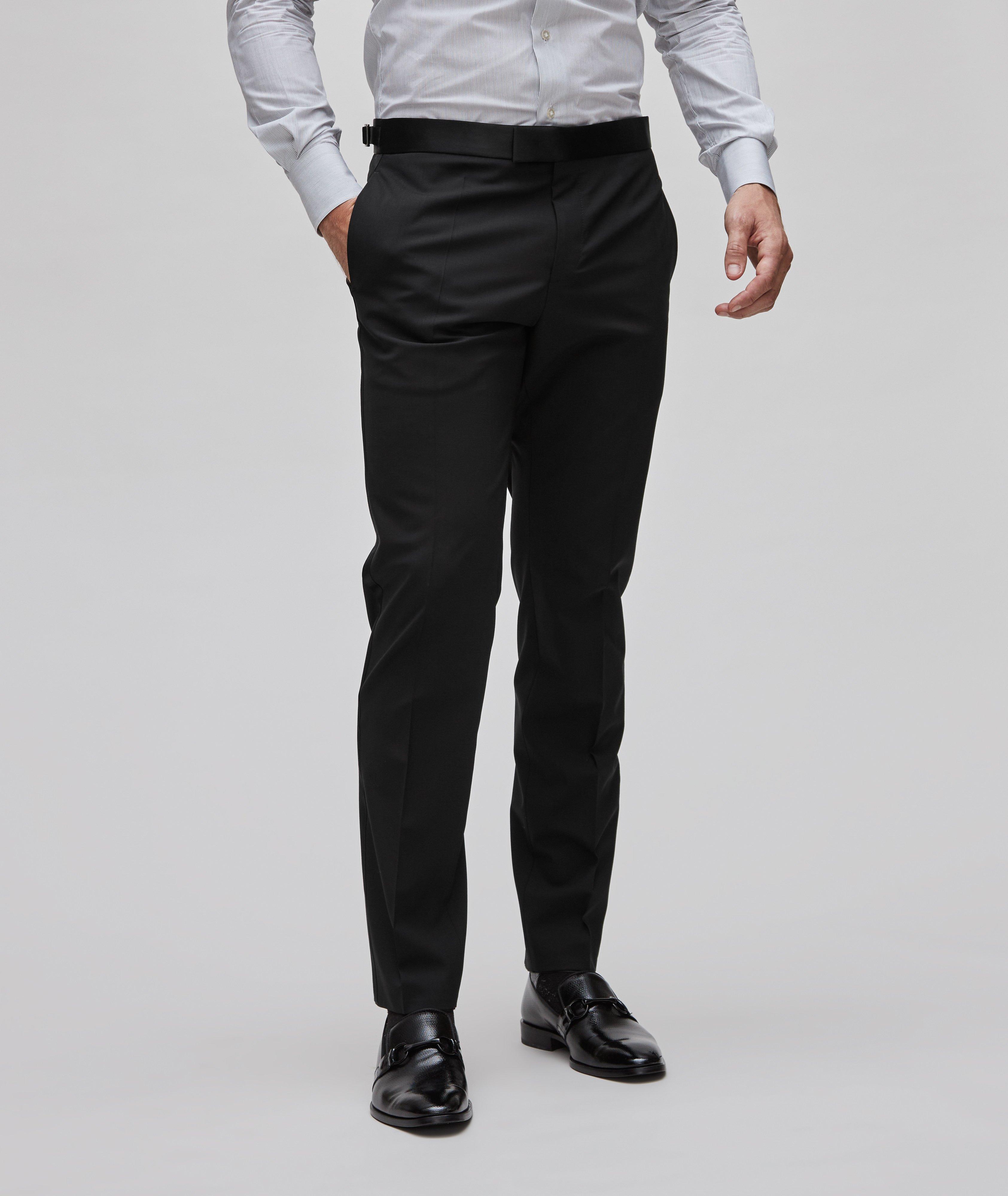 Men's Black Straight Fit Stretch Dress Pant