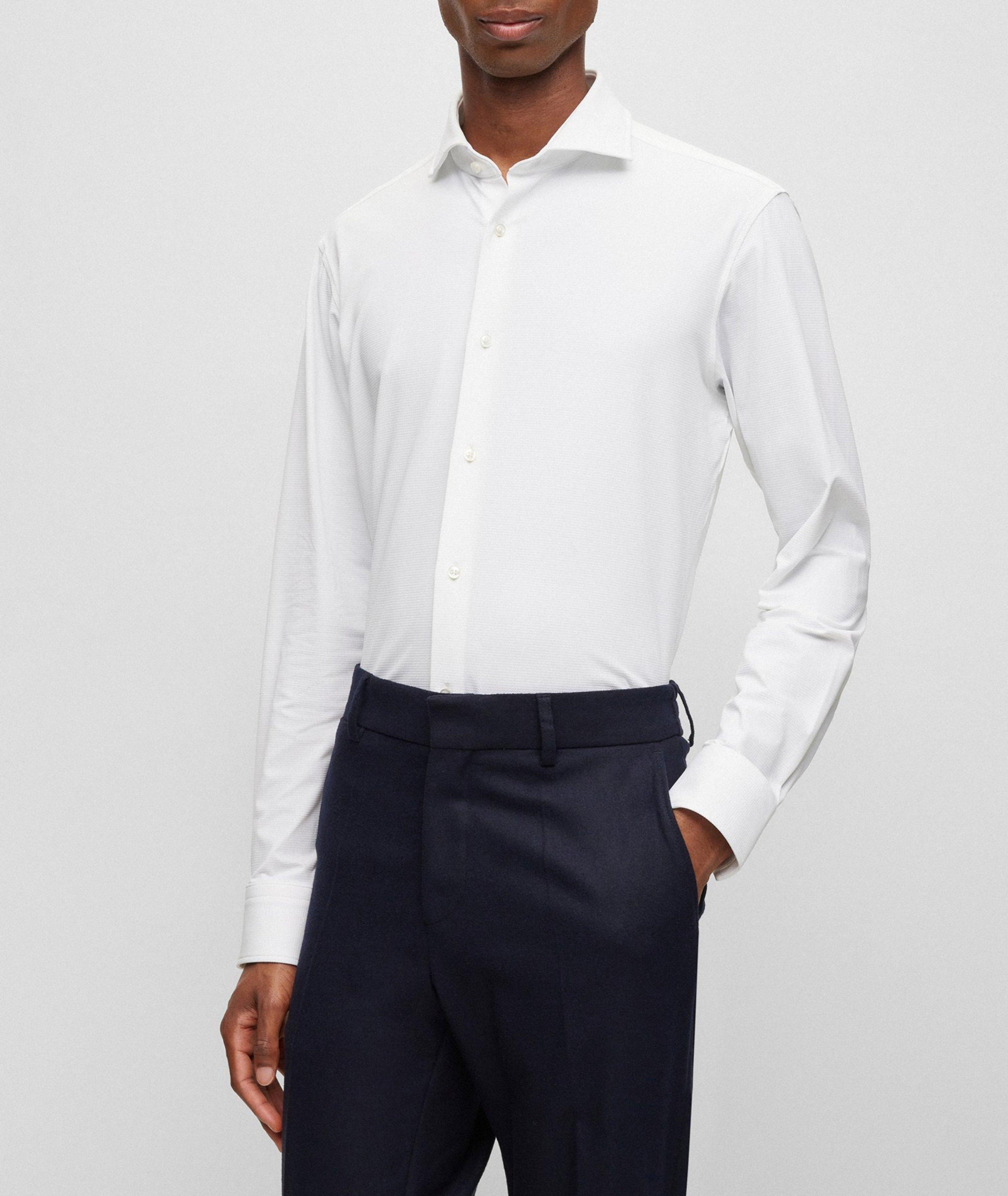 Structured Stretch-Fabric Dress Shirt image 1