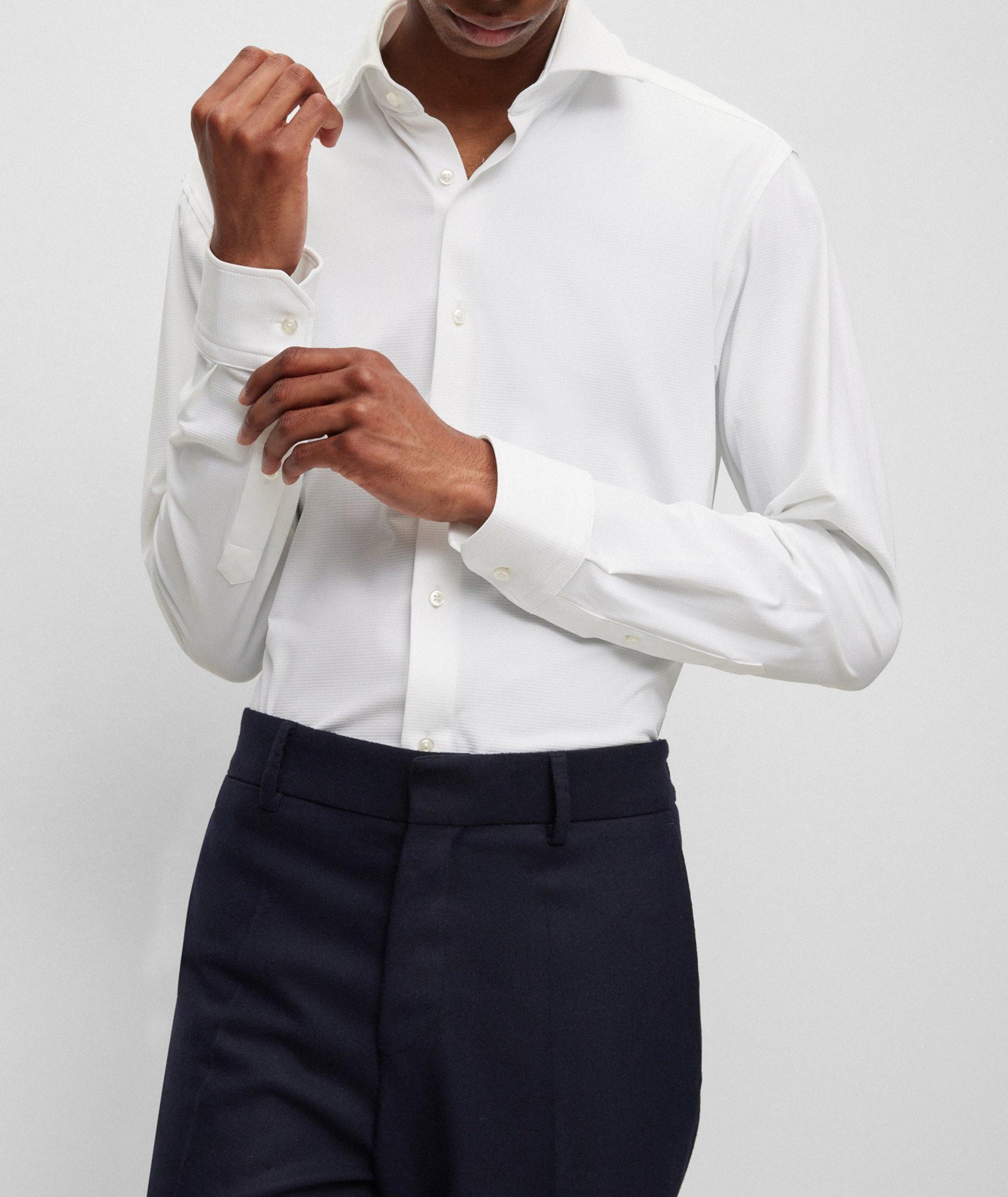 Structured Stretch-Fabric Dress Shirt image 3