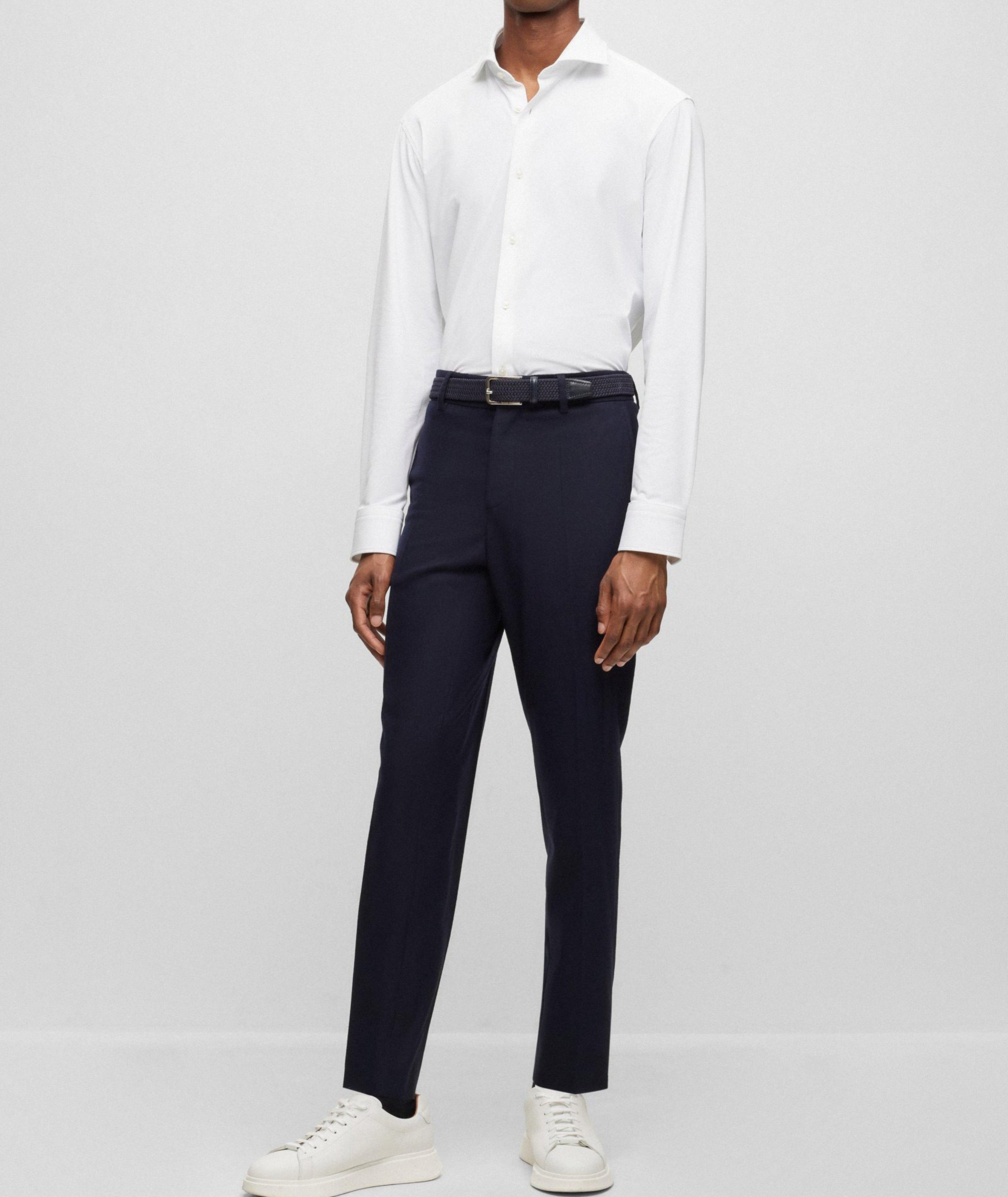 Structured Stretch-Fabric Dress Shirt image 4