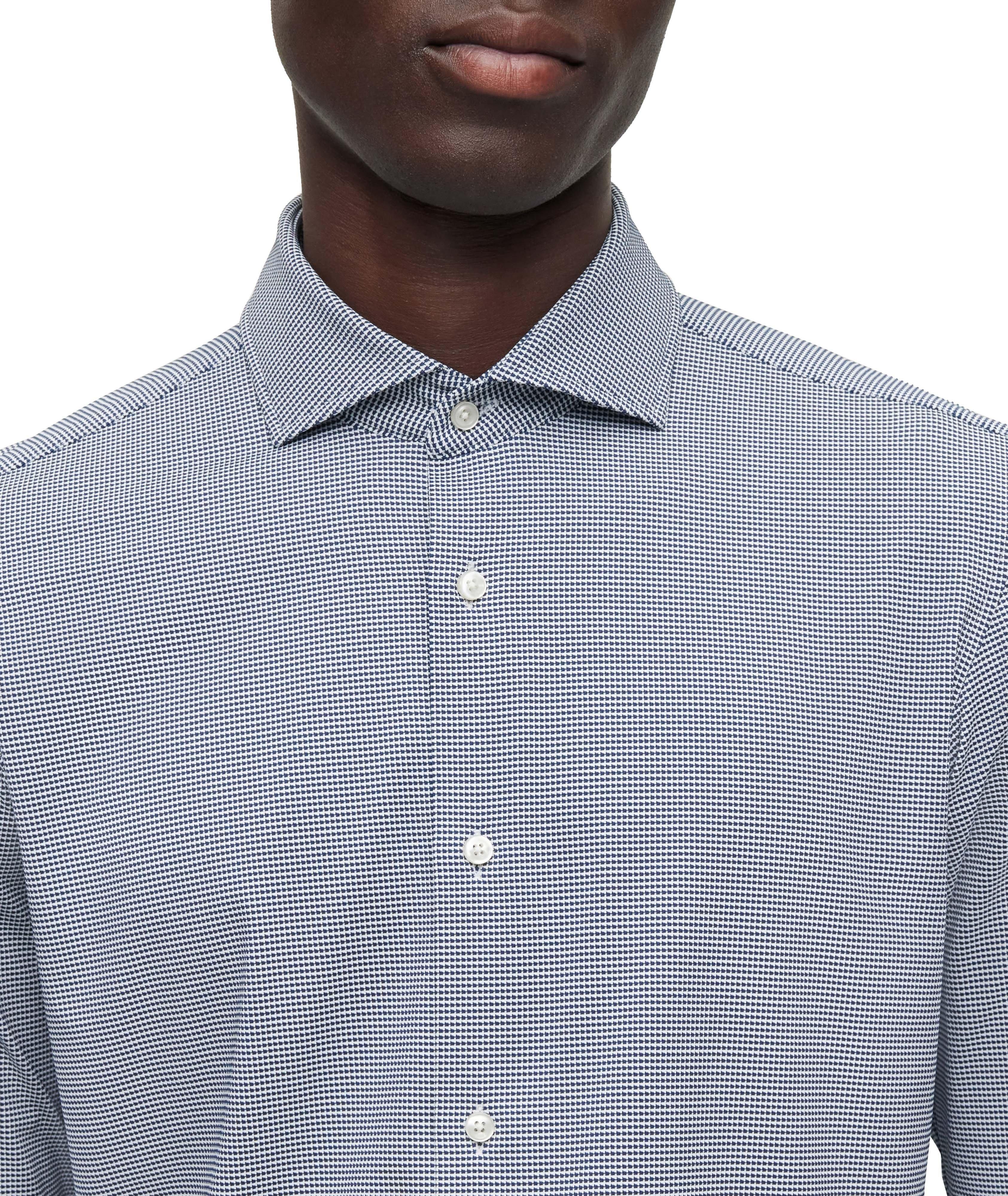 Micro-Pattern Stretch-Fabric Dress Shirt image 3