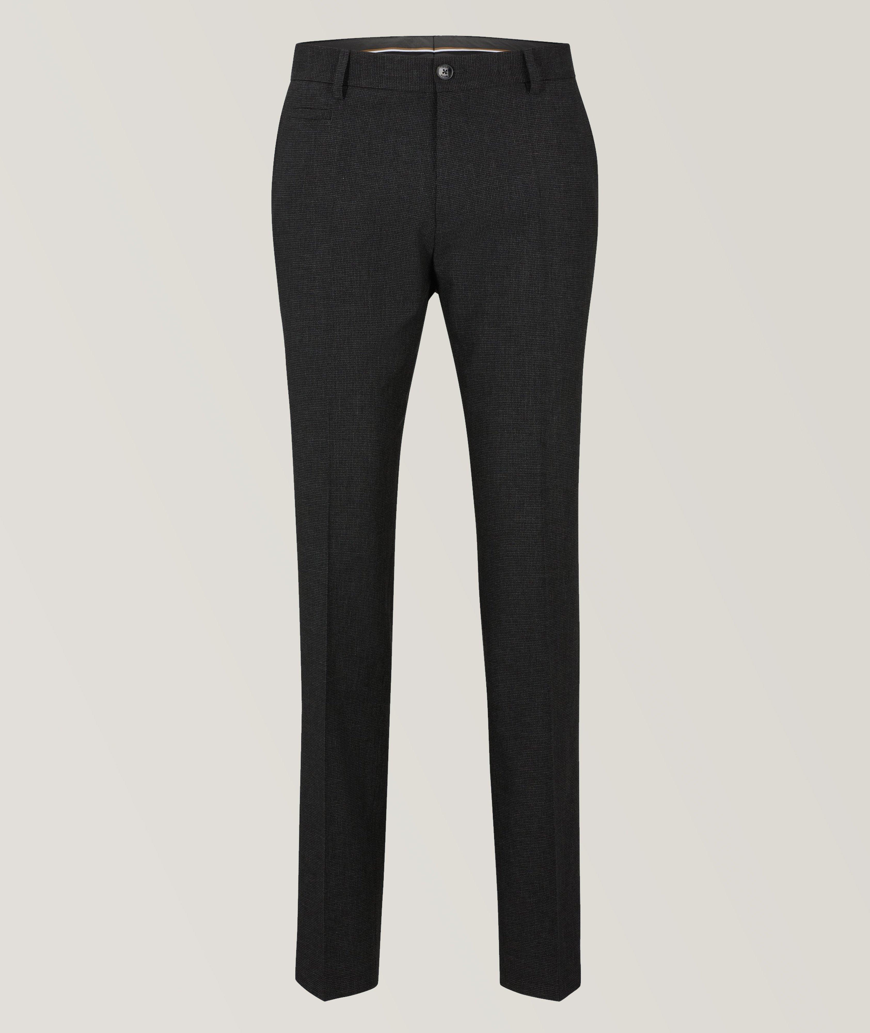 Black, Slim Leg Wool Blend Trouser