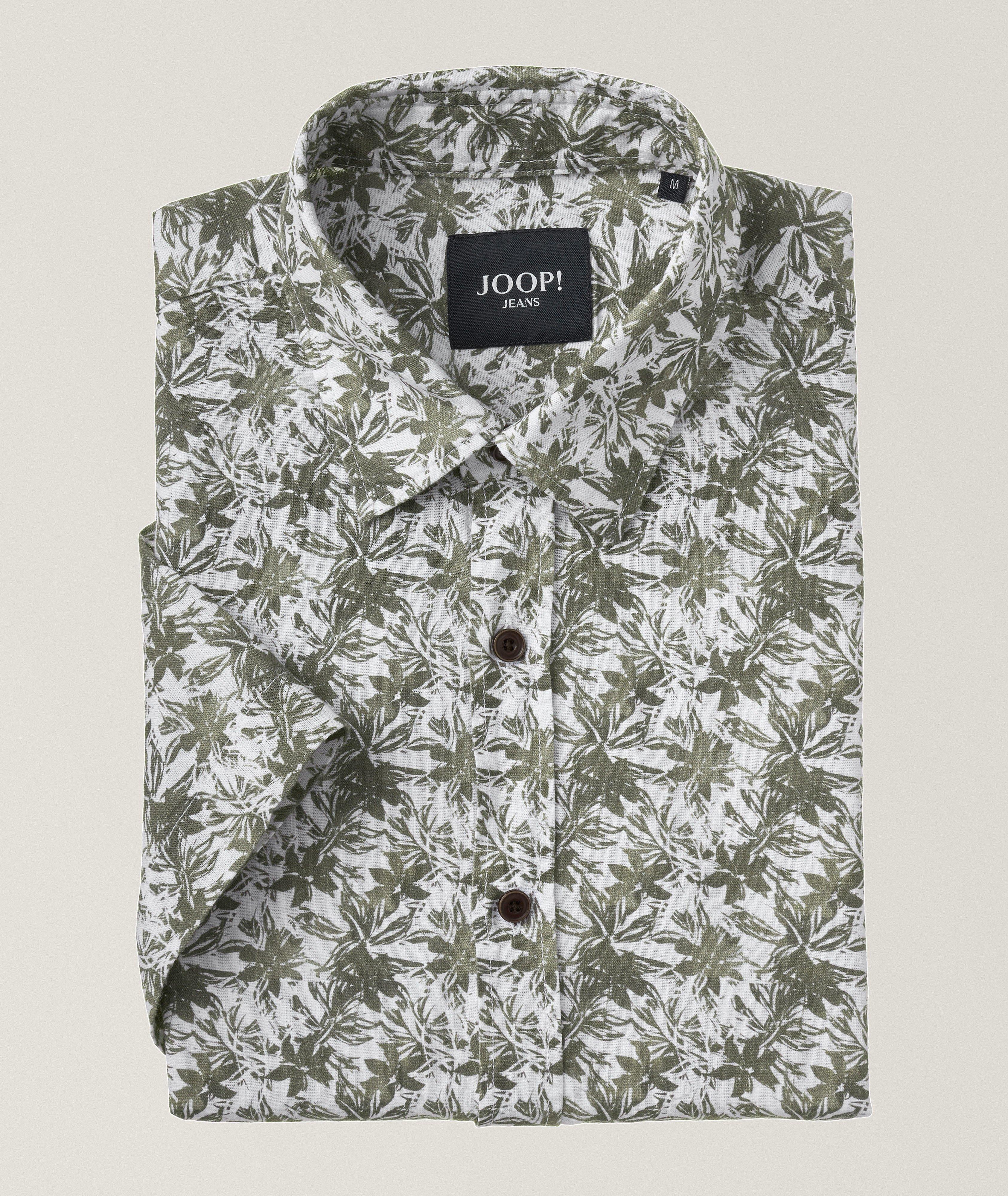 Haris Botanical Palms Cotton-Linen Sport Shirt