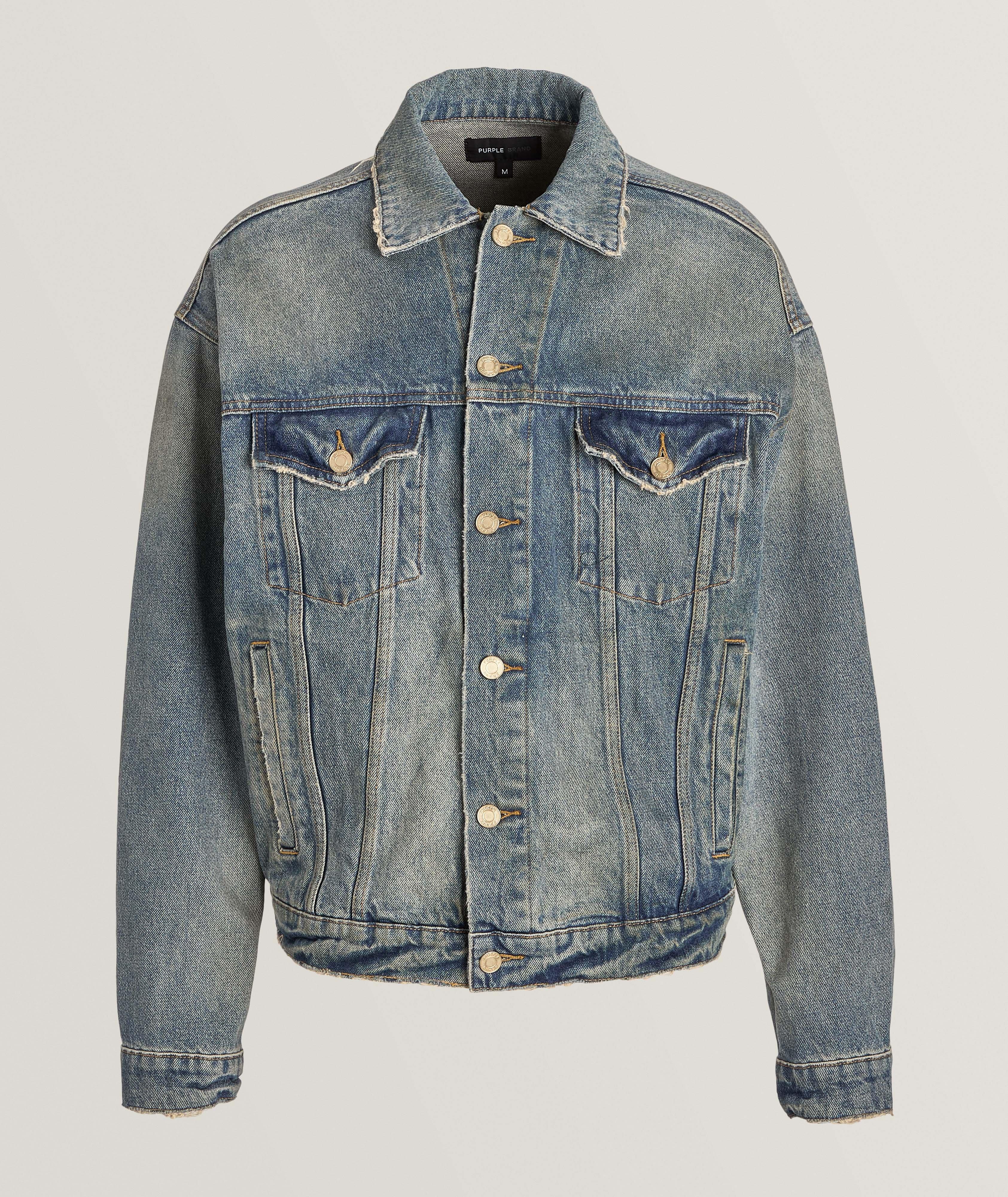 Blouson P027 d’aspect usé en denim image 0