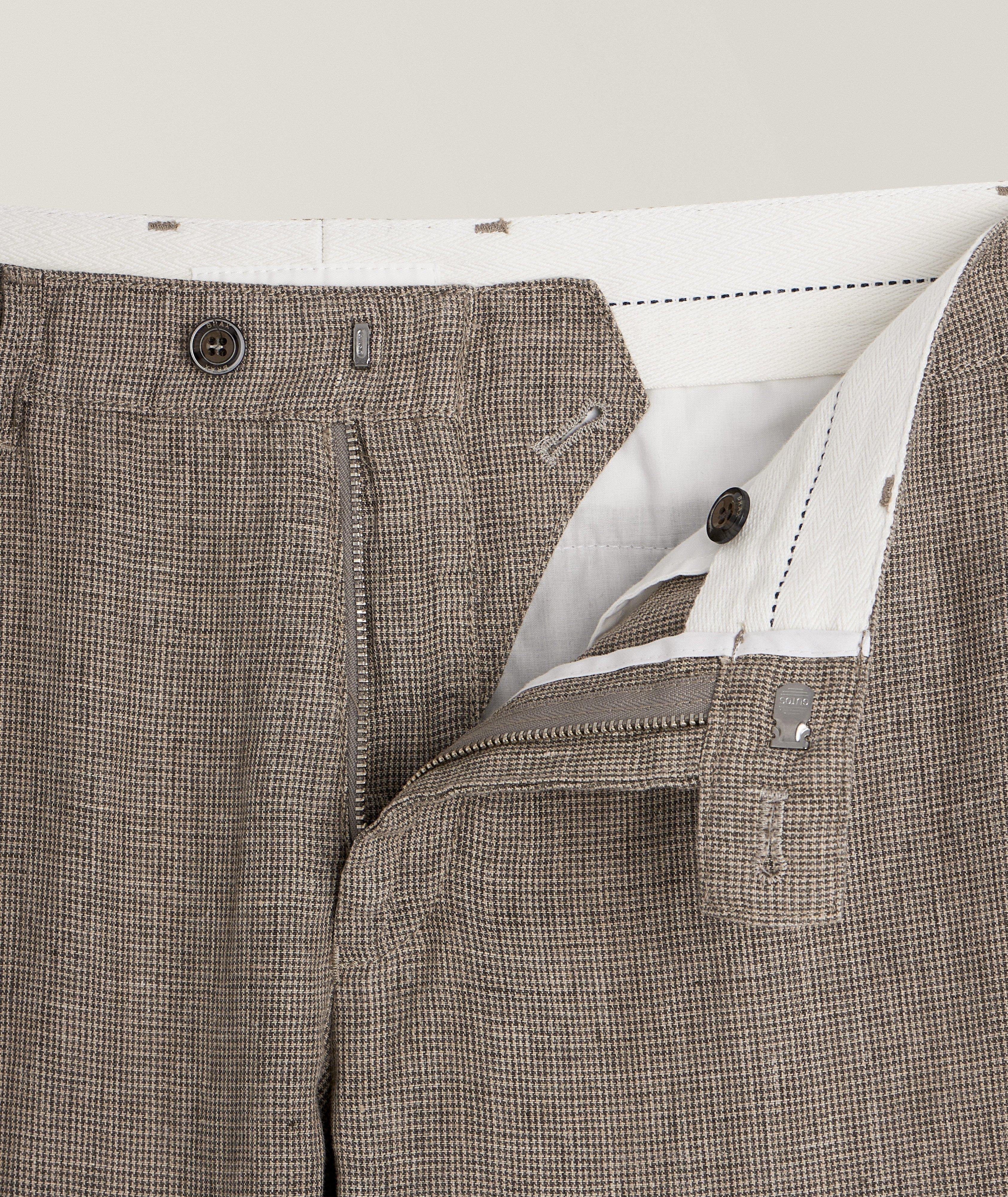 Pantalon Félix en lin à petit motif quadrillé image 1