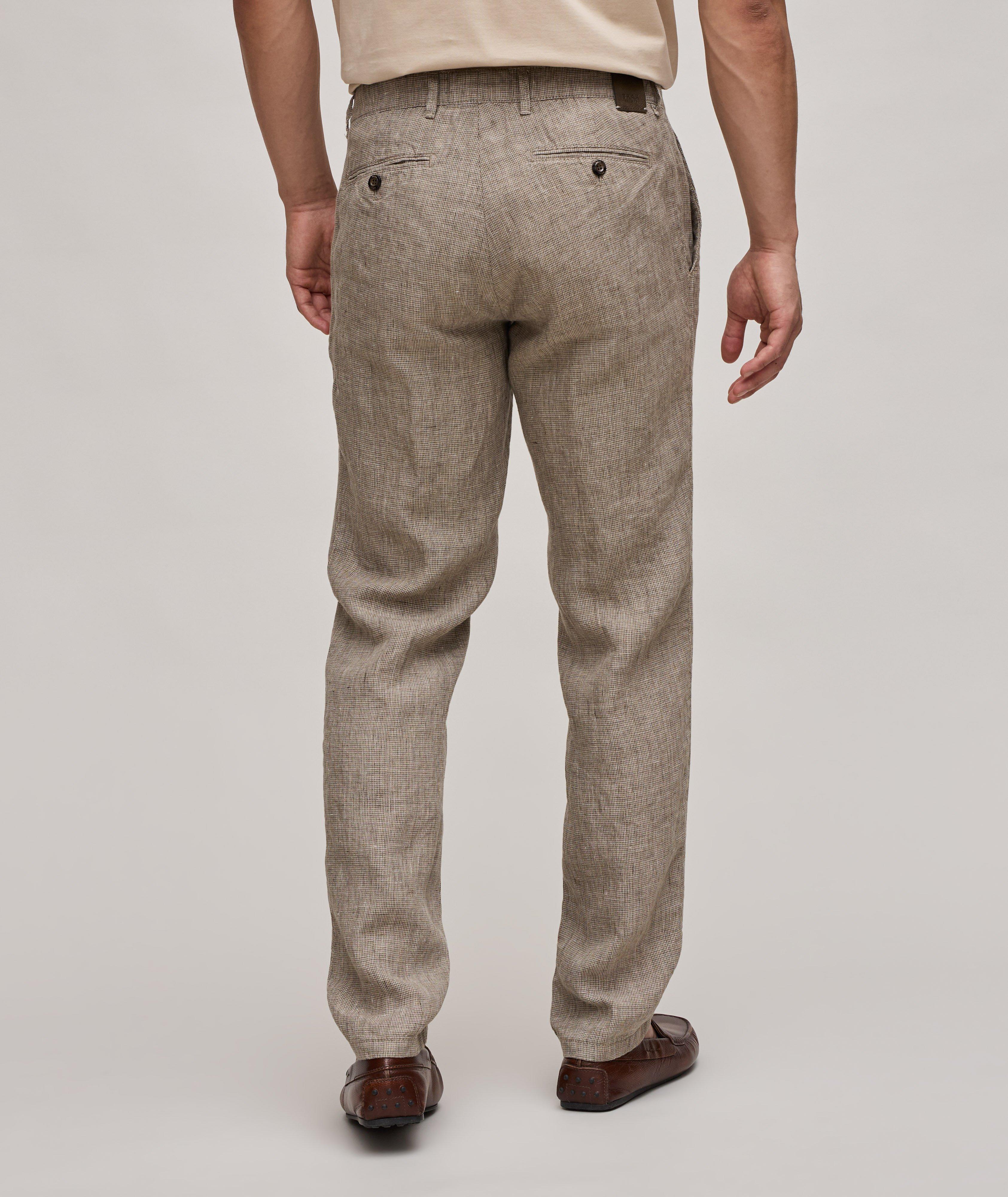 Pantalon Félix en lin à petit motif quadrillé image 3