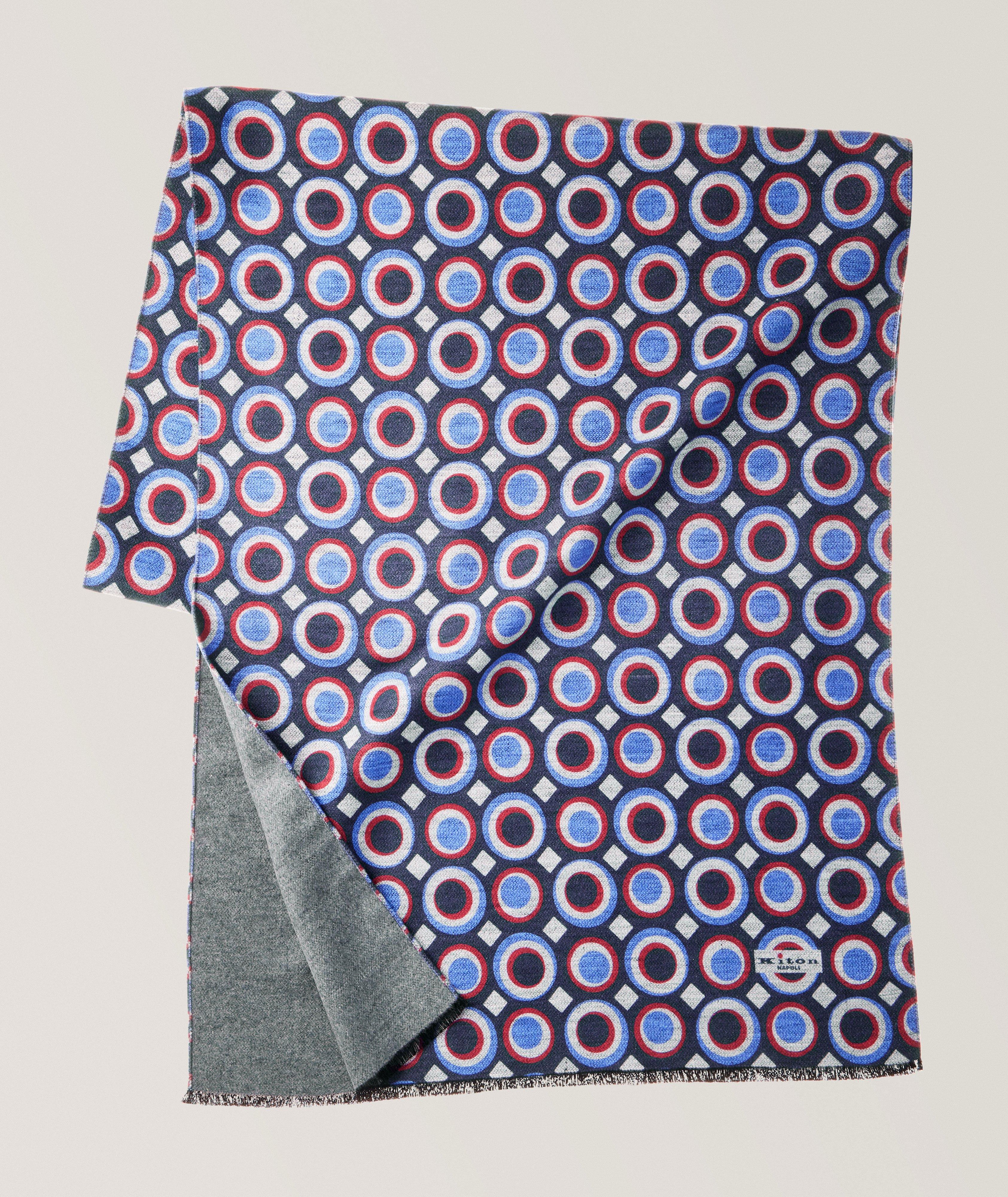 Fringed Geometric Silk Scarf image 0