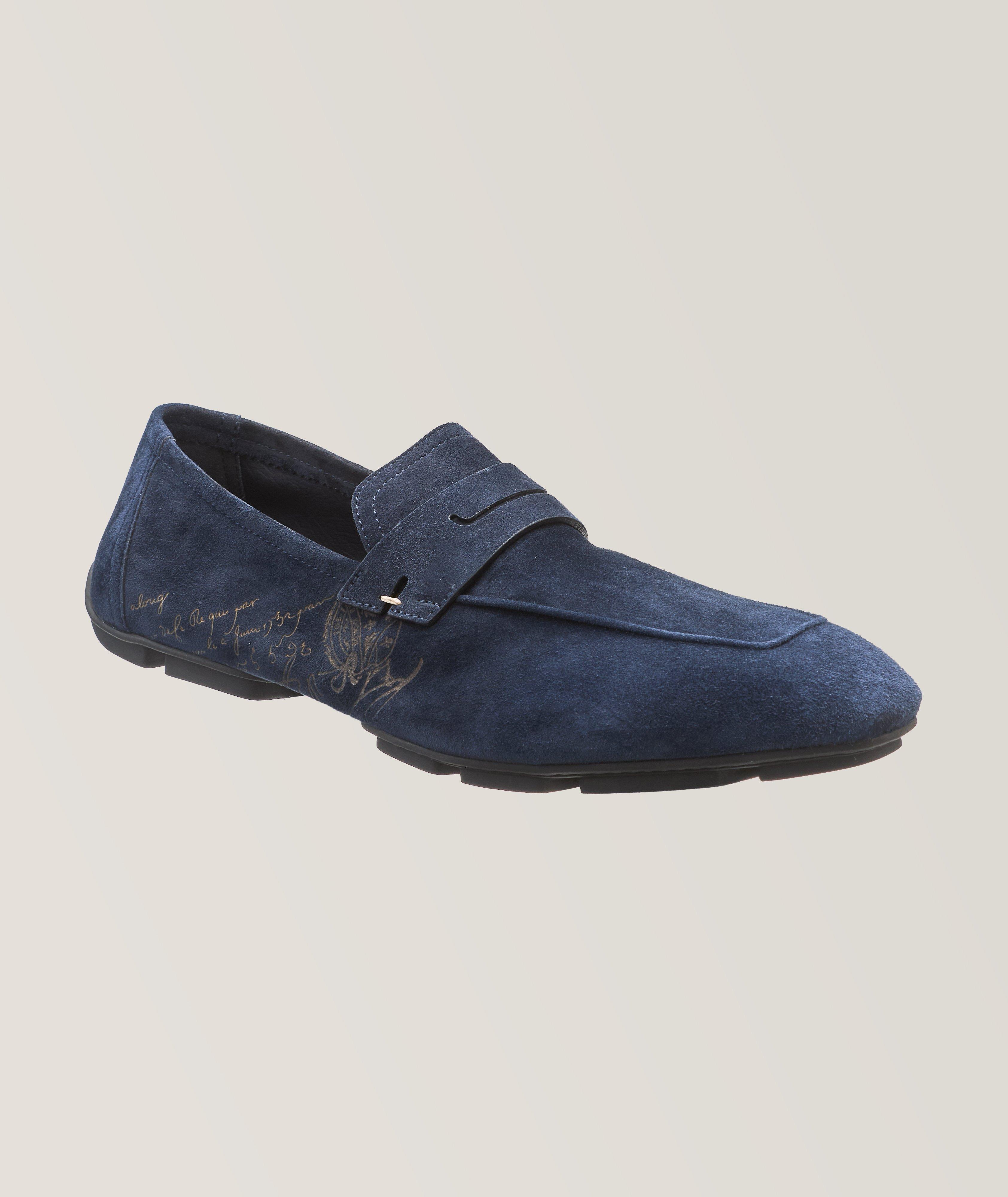 Berluti Flâneur Lorenzo en suède à motif Scritto