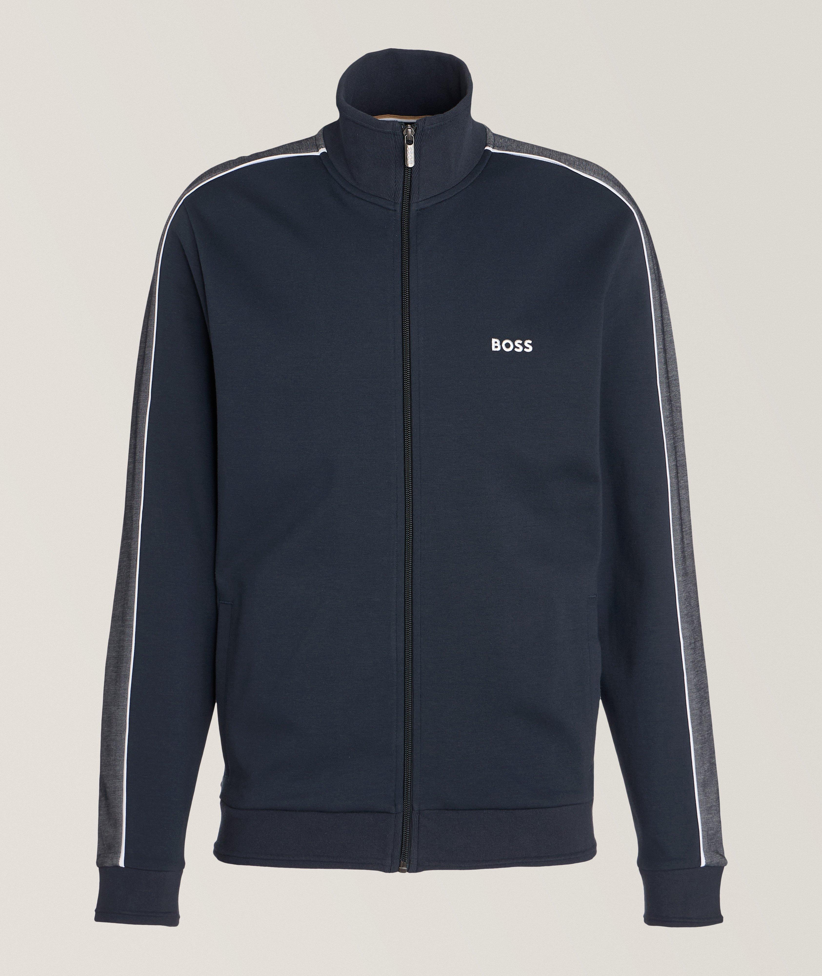 BOSS Piqué Cotton-Blend Zip-Up Sweater | Sleepwear | Harry Rosen