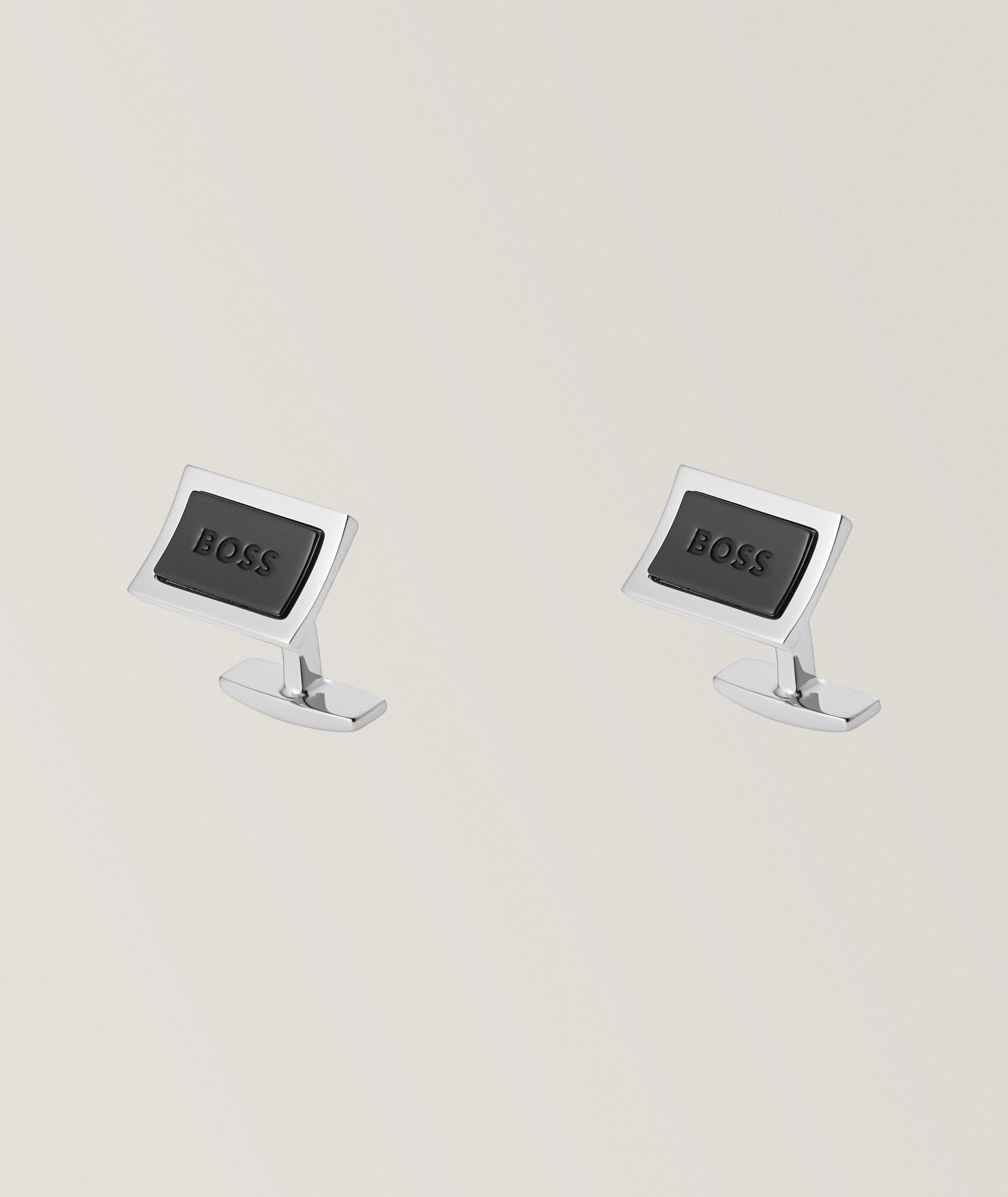 Logo Embossed Plaque Square Cufflinks