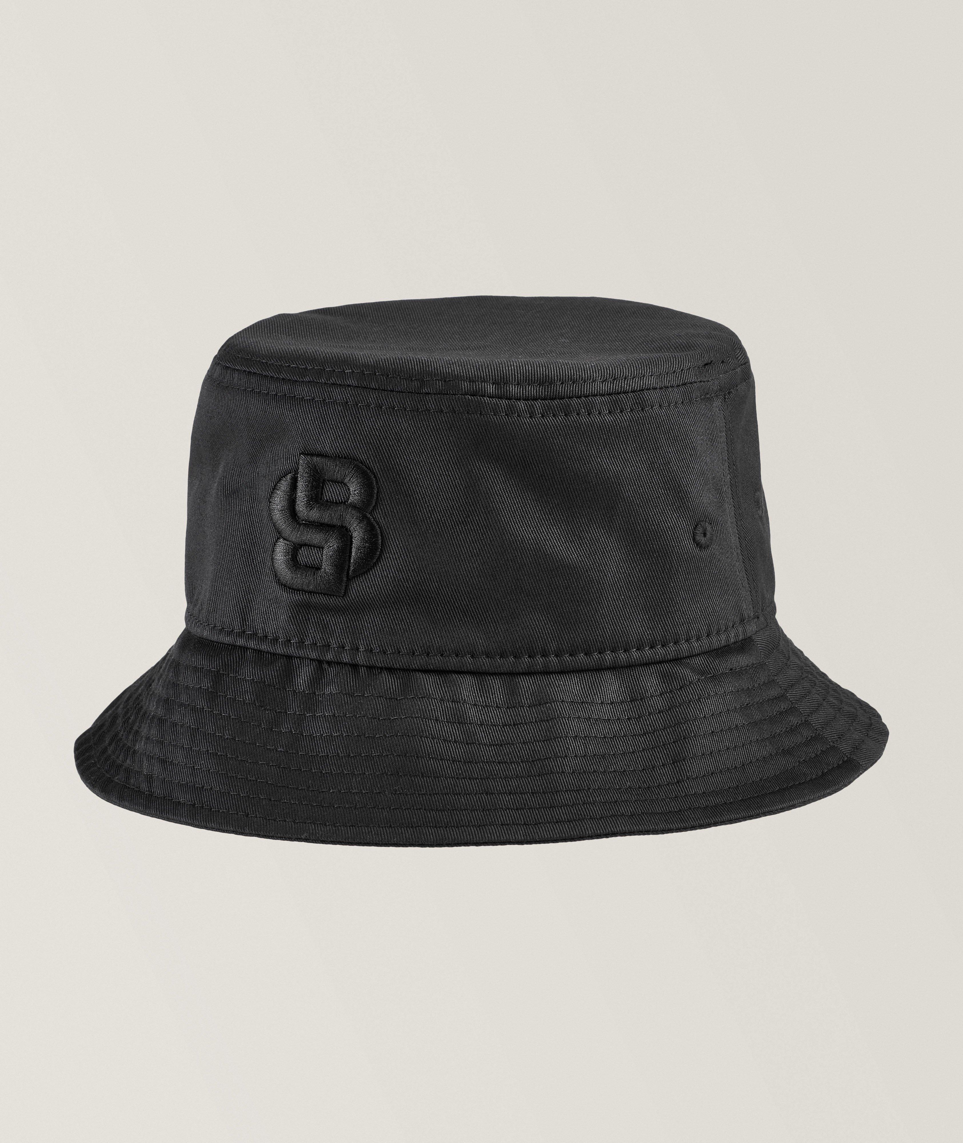 BOSS Saul B Iconic Cotton Bucket Hat in Black | Size Large