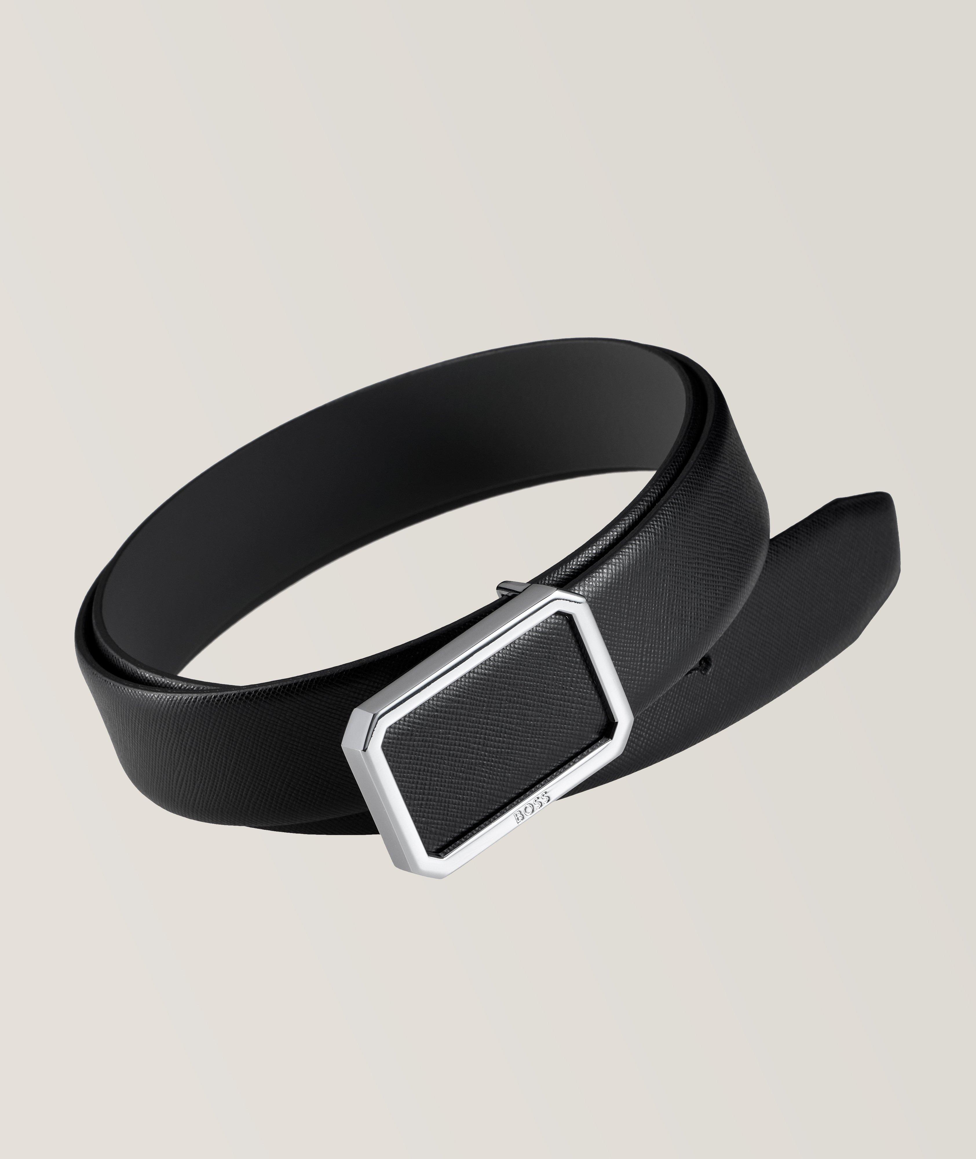 Saffiano Leather Pin-Buckle Belt