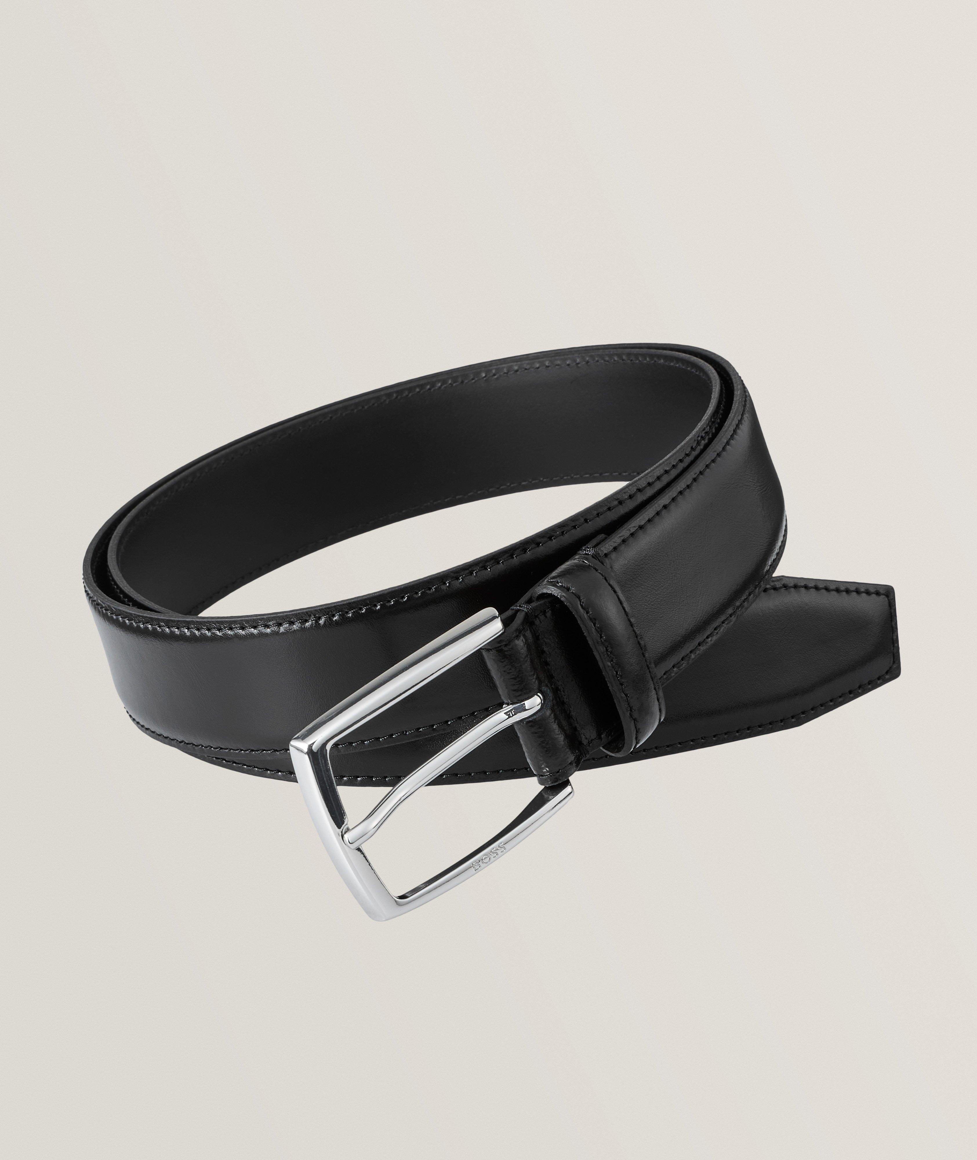 BRIGHTON silver black leather 30 LOGAN Onyx golf belt men's sharp –  Jenifers Designer Closet