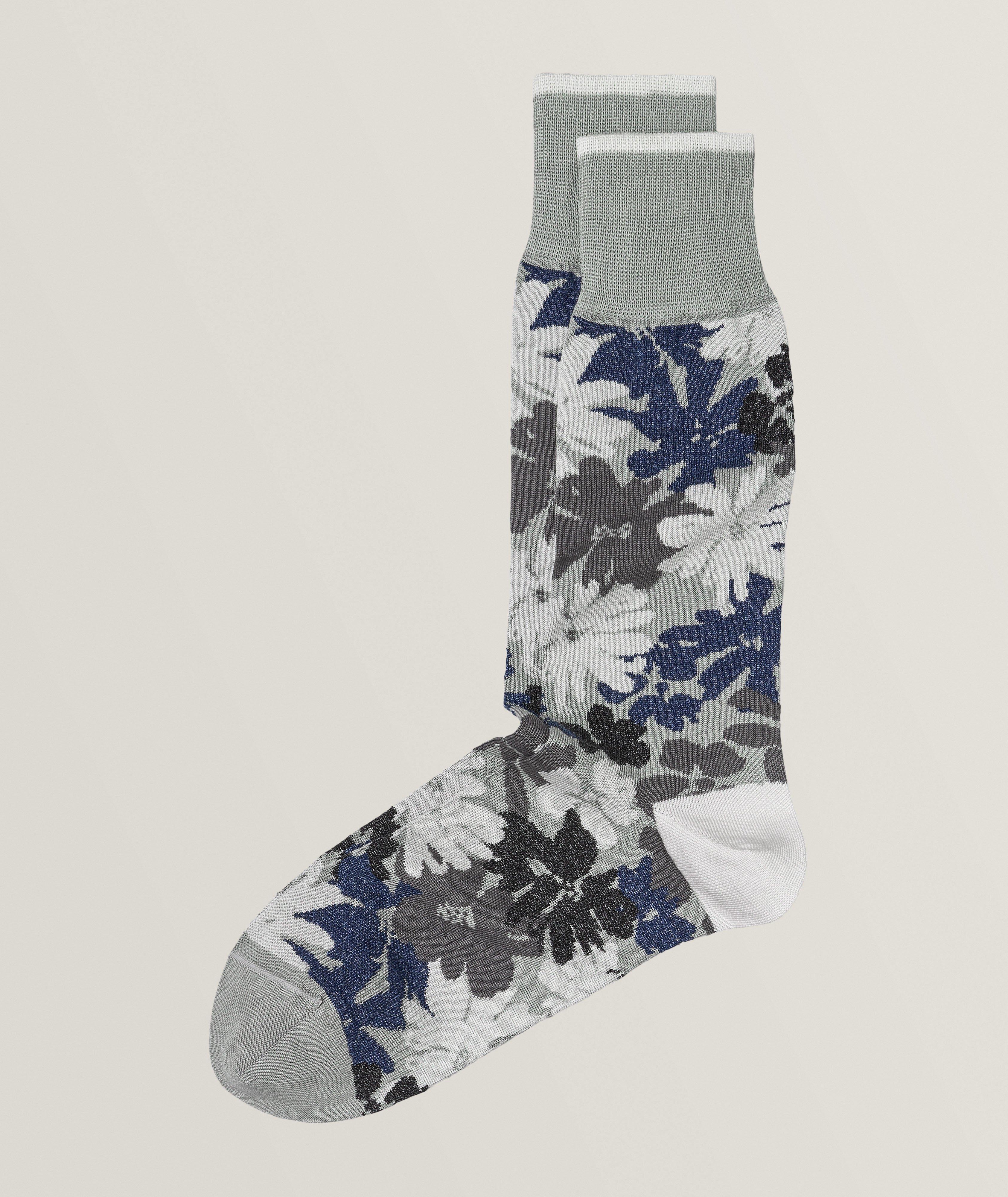 Chaussettes en mélange de coton mercerisé à motif floral image 0