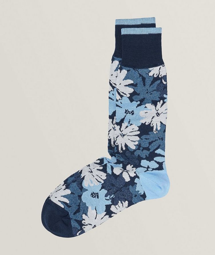 Floral Mercerised Cotton-Blend Dress Socks image 0