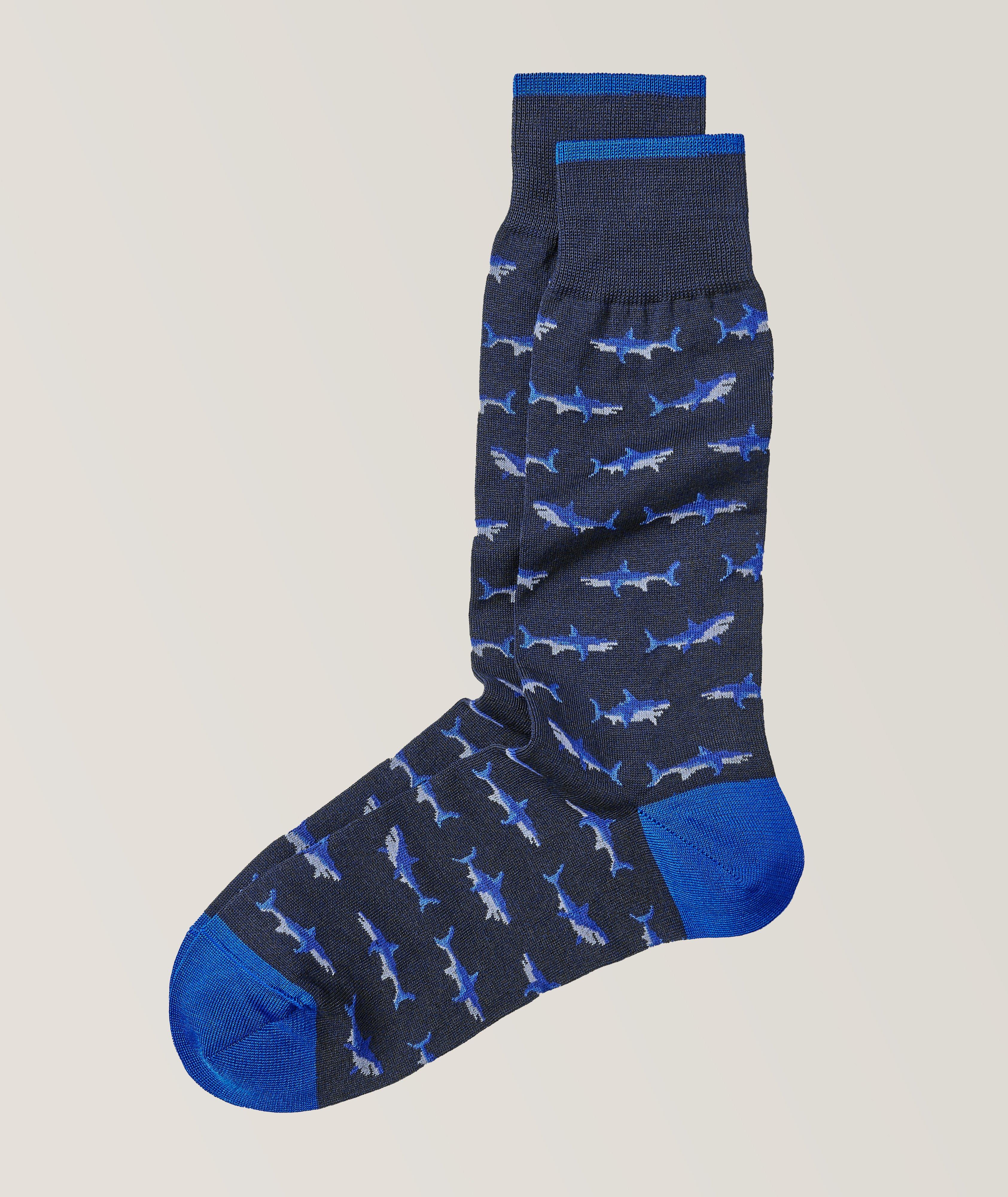 Shark Stretch-Mercerized Cotton Blend Socks