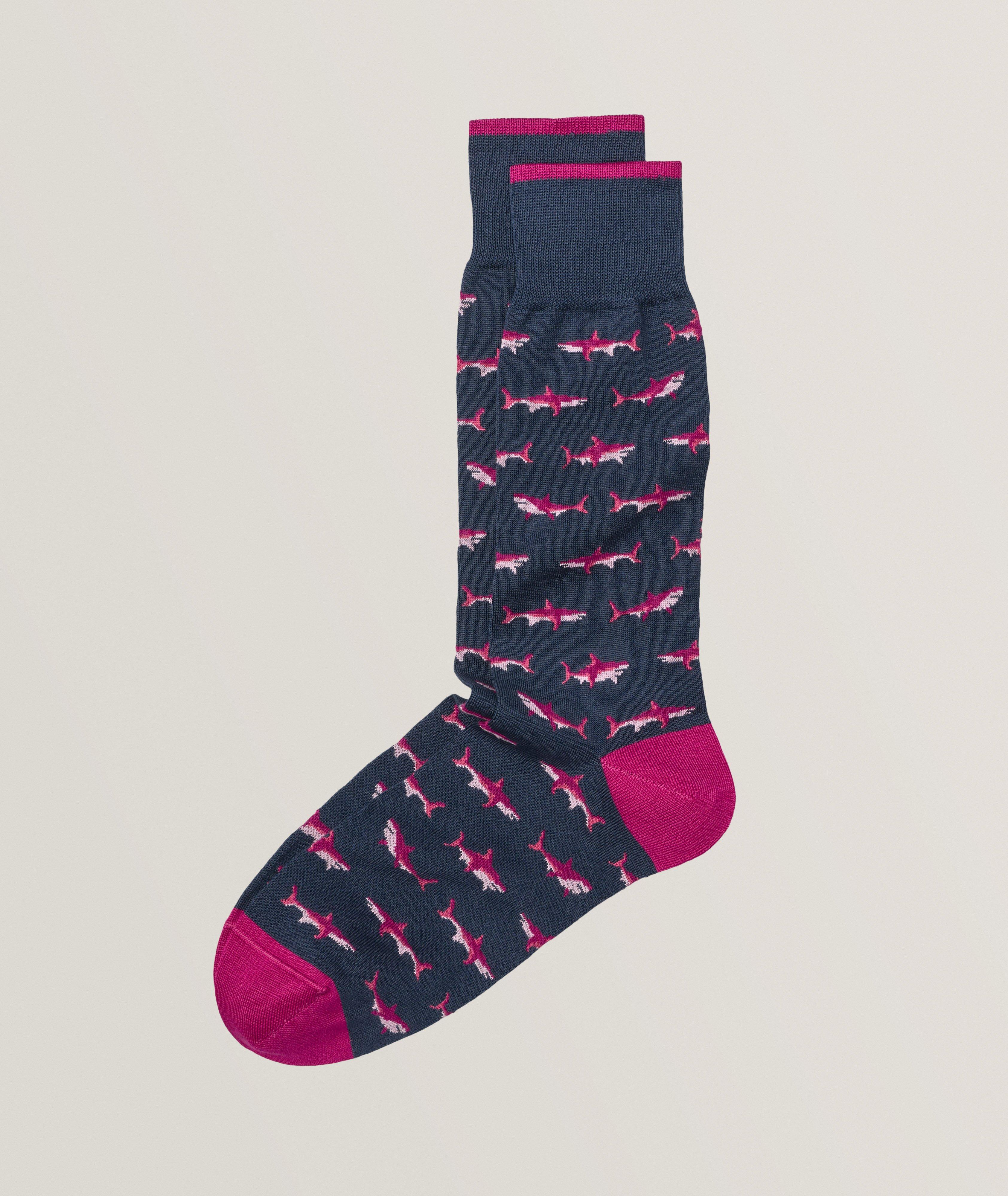 Shark Stretch-Mercerized Cotton Blend Socks image 0
